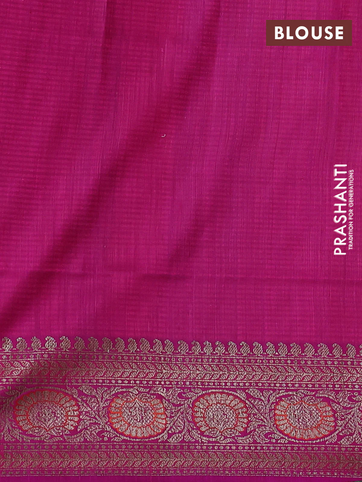 Banarasi dupion silk saree pink and purple with allover thread & zari floral weaves and woven border - Image 4