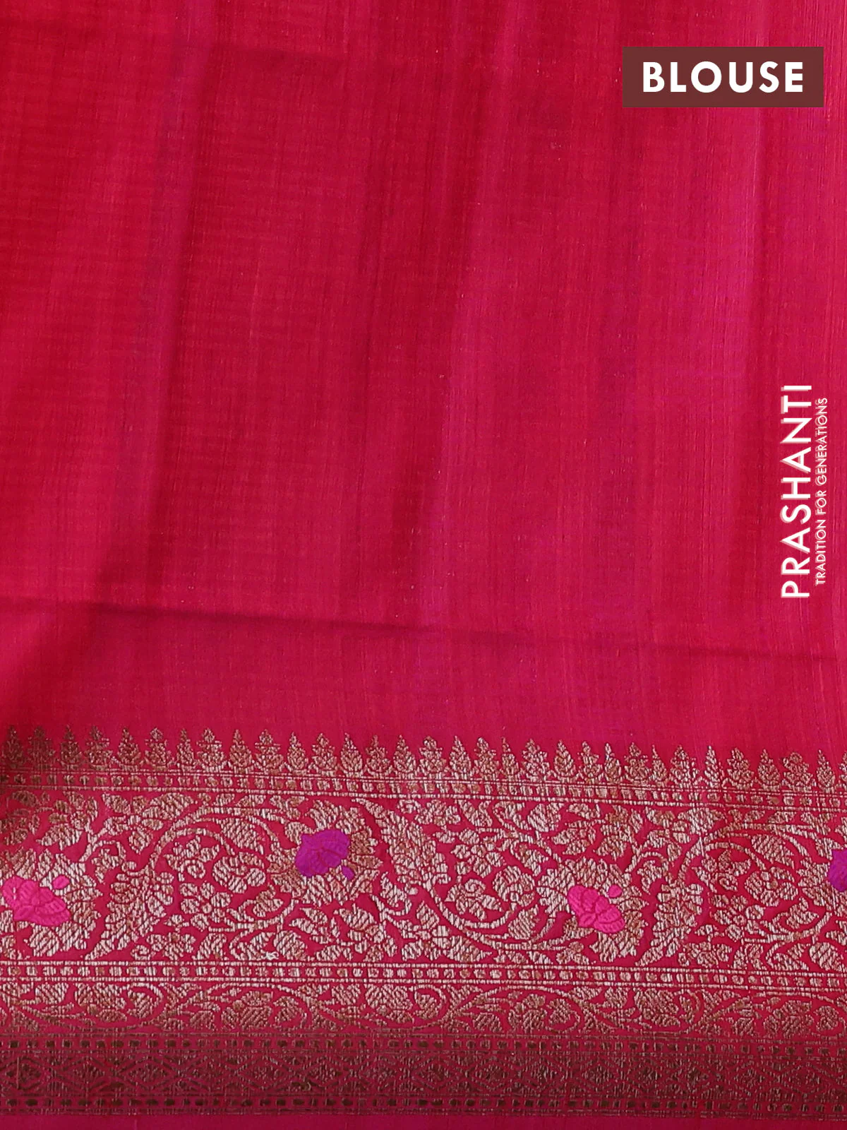 Banarasi dupion silk saree red and pink with allover thread & zari floral weaves and woven border - Image 4