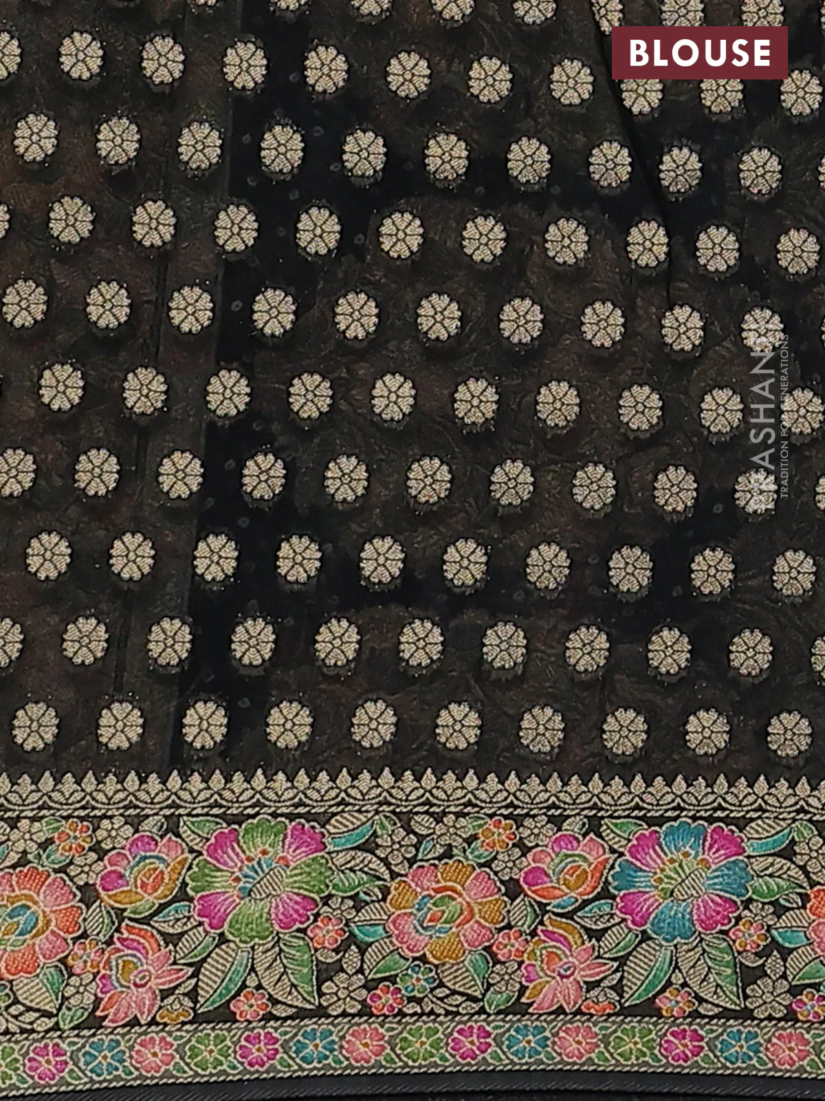 Banarasi georgette saree black and grey with bandhani prints & mina weaves - Image 3