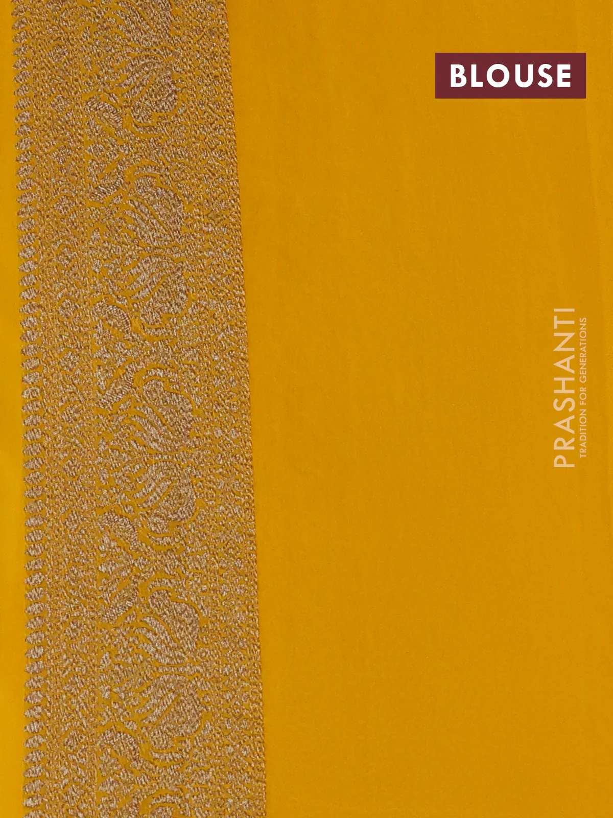 Banarasi georgette saree coffee brown and yellow with allover thread & zari woven buttas and woven border - Image 4