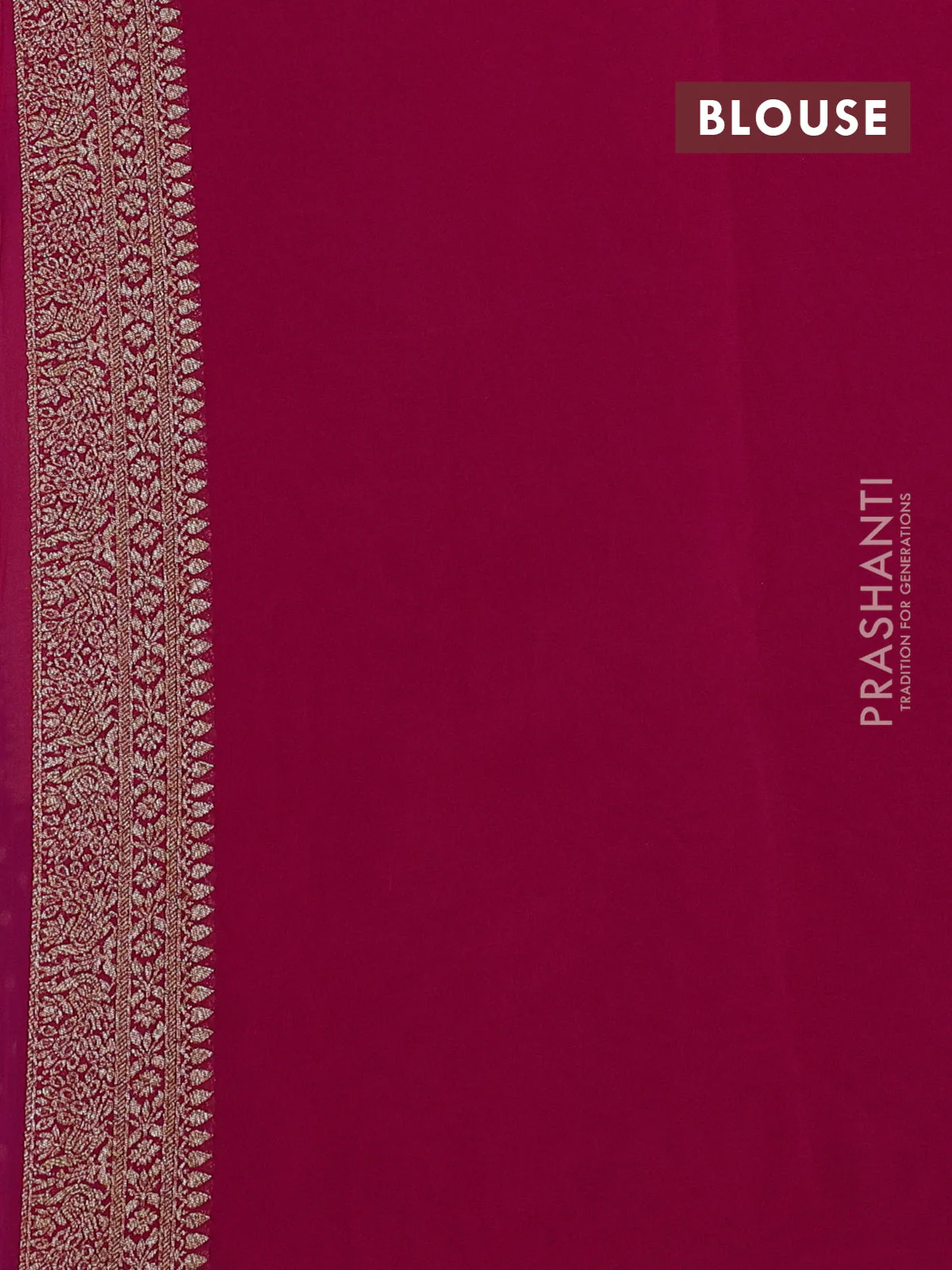 Banarasi georgette saree dark blue and pink with allover thread & zari woven buttas and woven border - Image 4