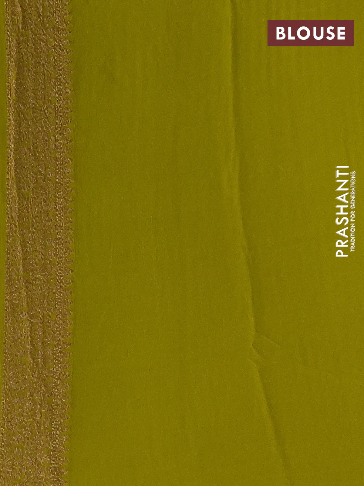 Banarasi georgette saree green and lime green with allover woven buttas and woven border - Image 3