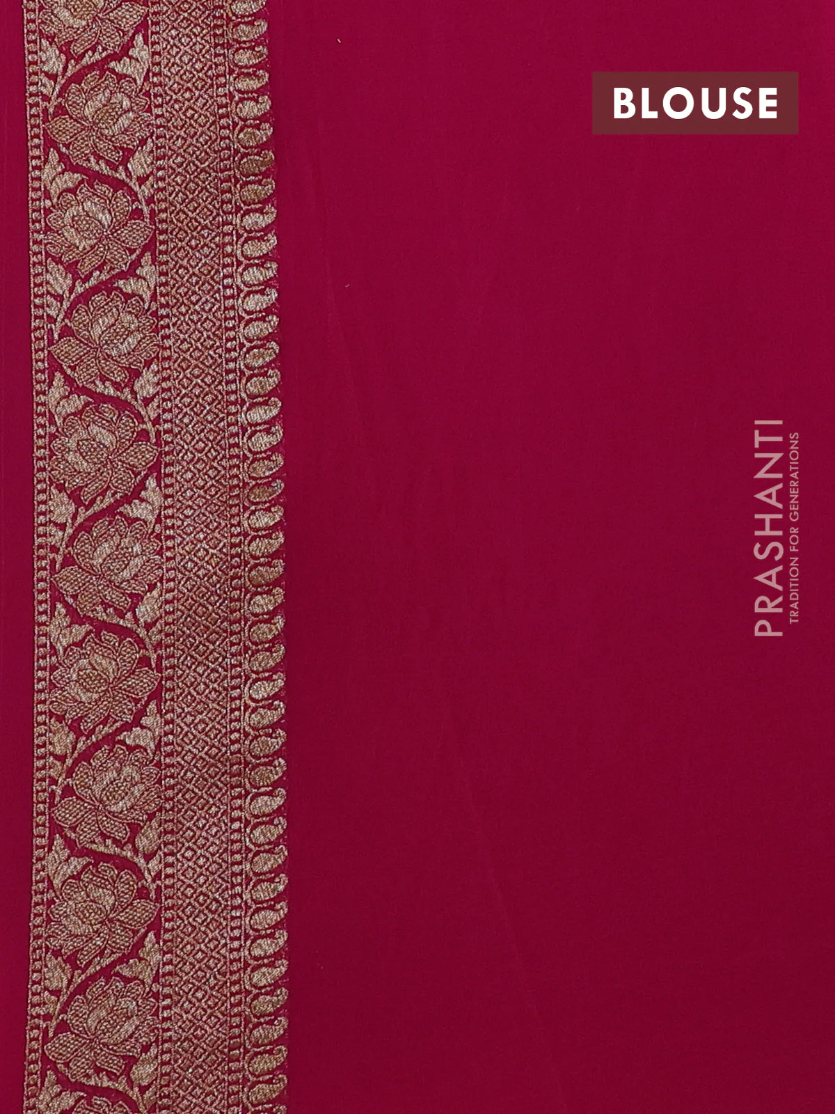 Banarasi georgette saree green and orange green with allover thread & zari woven buttas and long woven border - Image 4