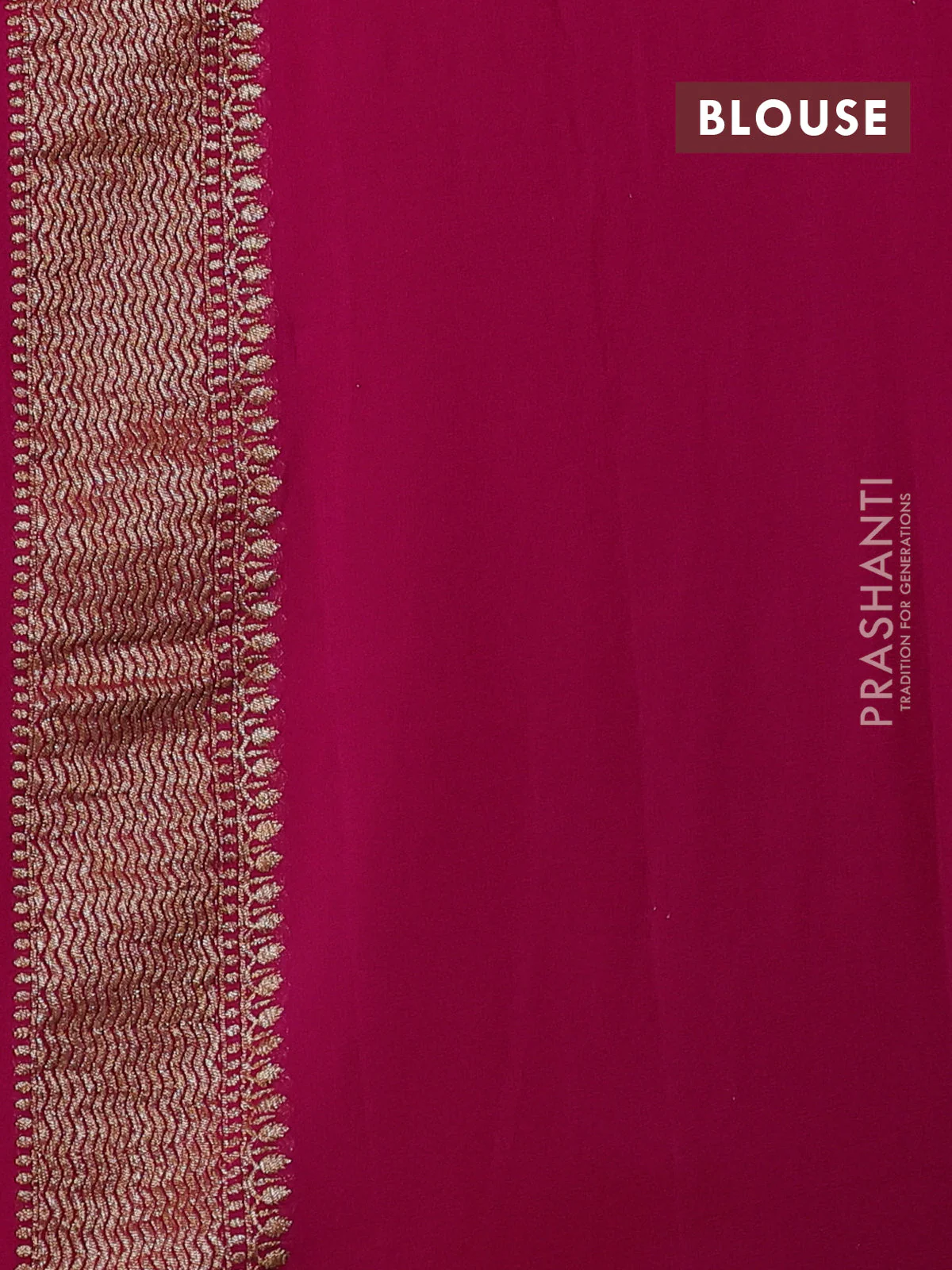Banarasi georgette saree green and orange pink with allover thread & zari woven buttas and long woven border - Image 4