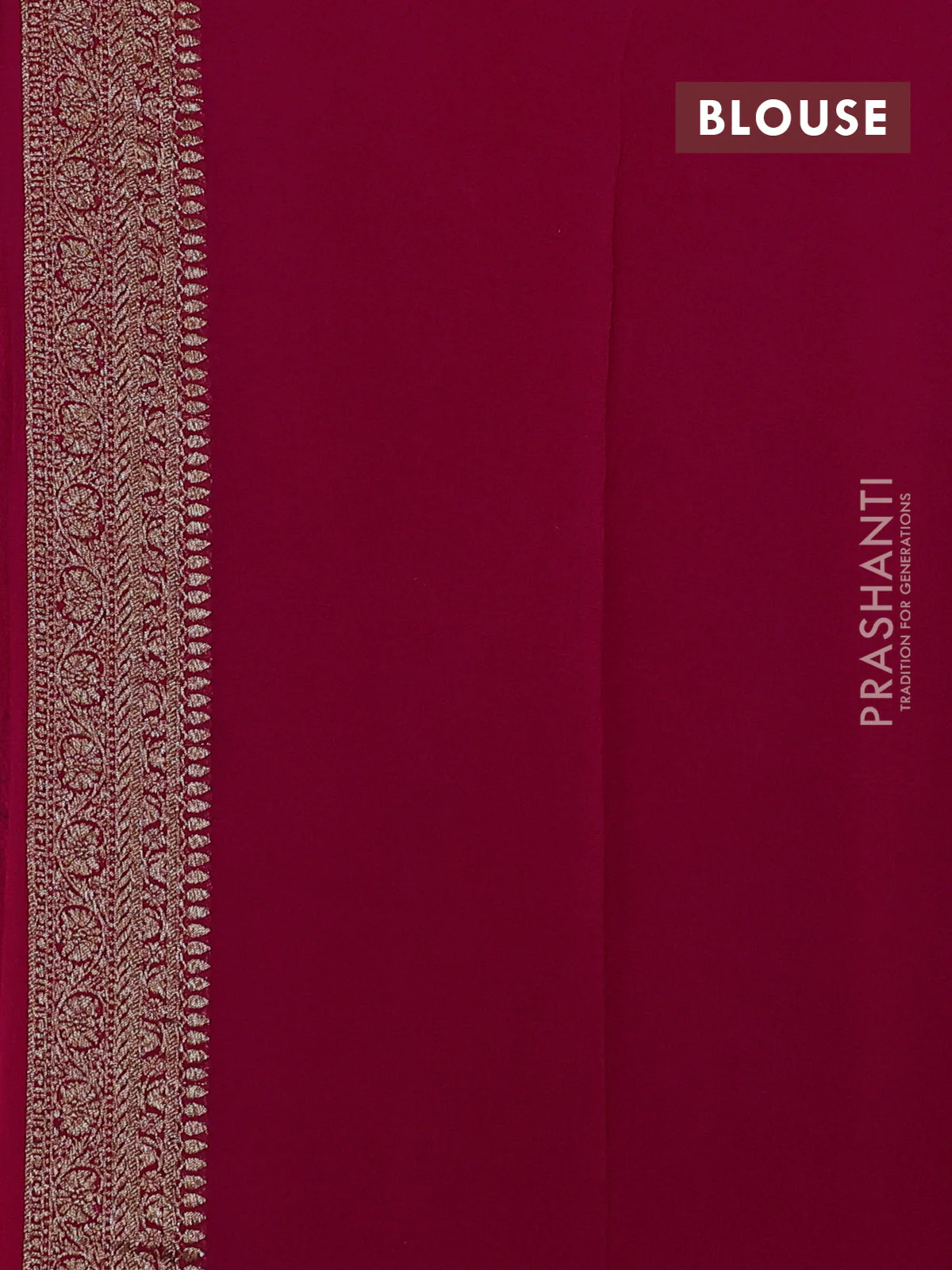 Banarasi georgette saree green and orange pink with allover thread & zari woven buttas and woven border - Image 4