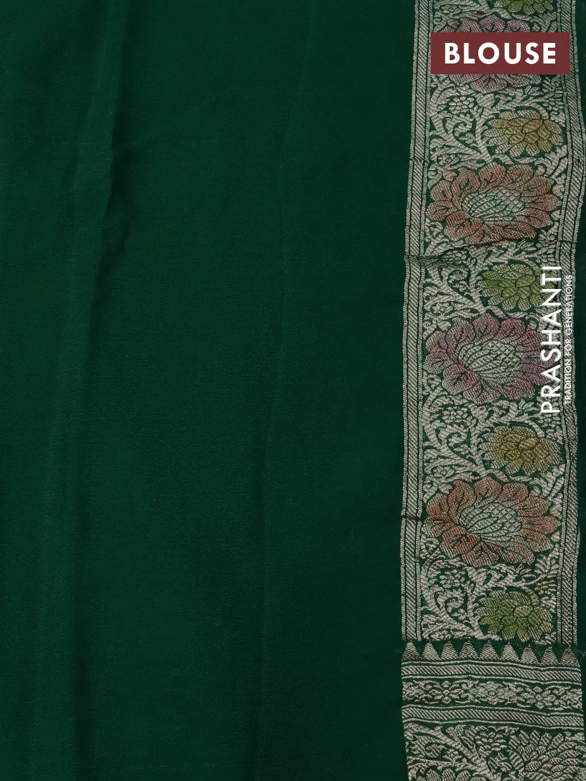 Banarasi georgette saree green with allover thread & zari floral weaves and woven border - Image 4
