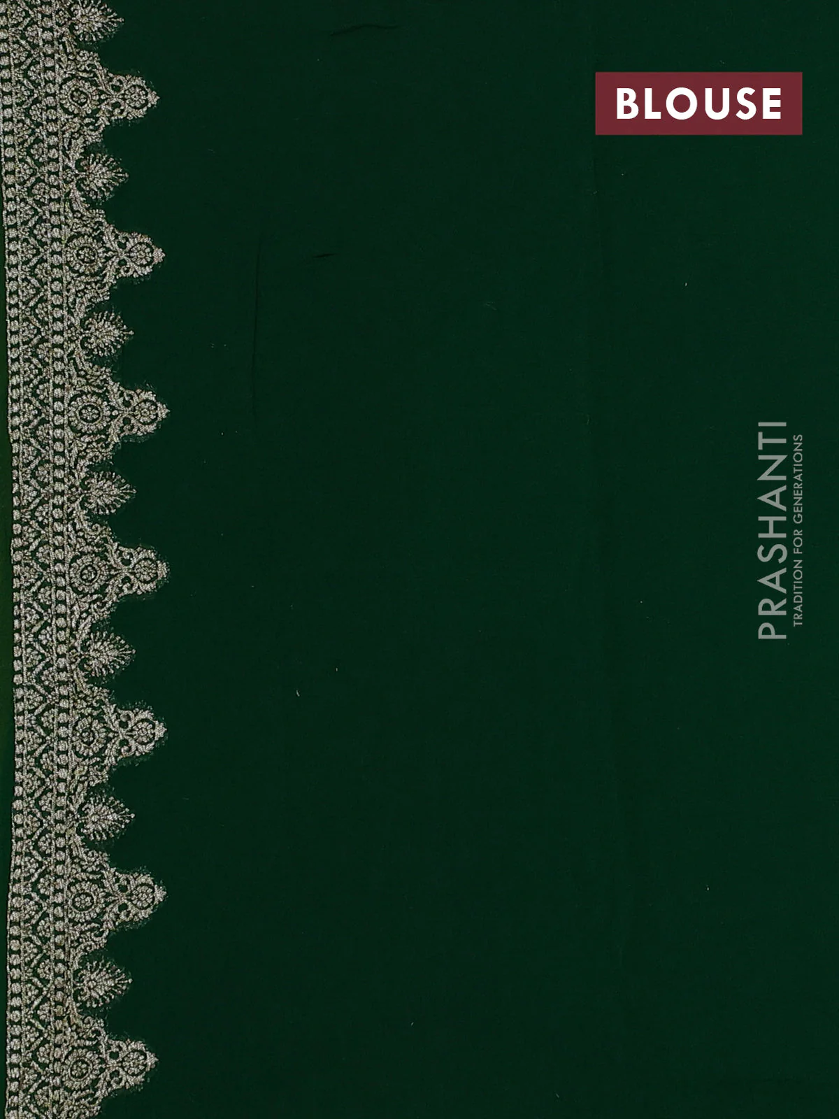 Banarasi georgette saree lime green and green with allover thread & zari weaves and woven border - Image 4
