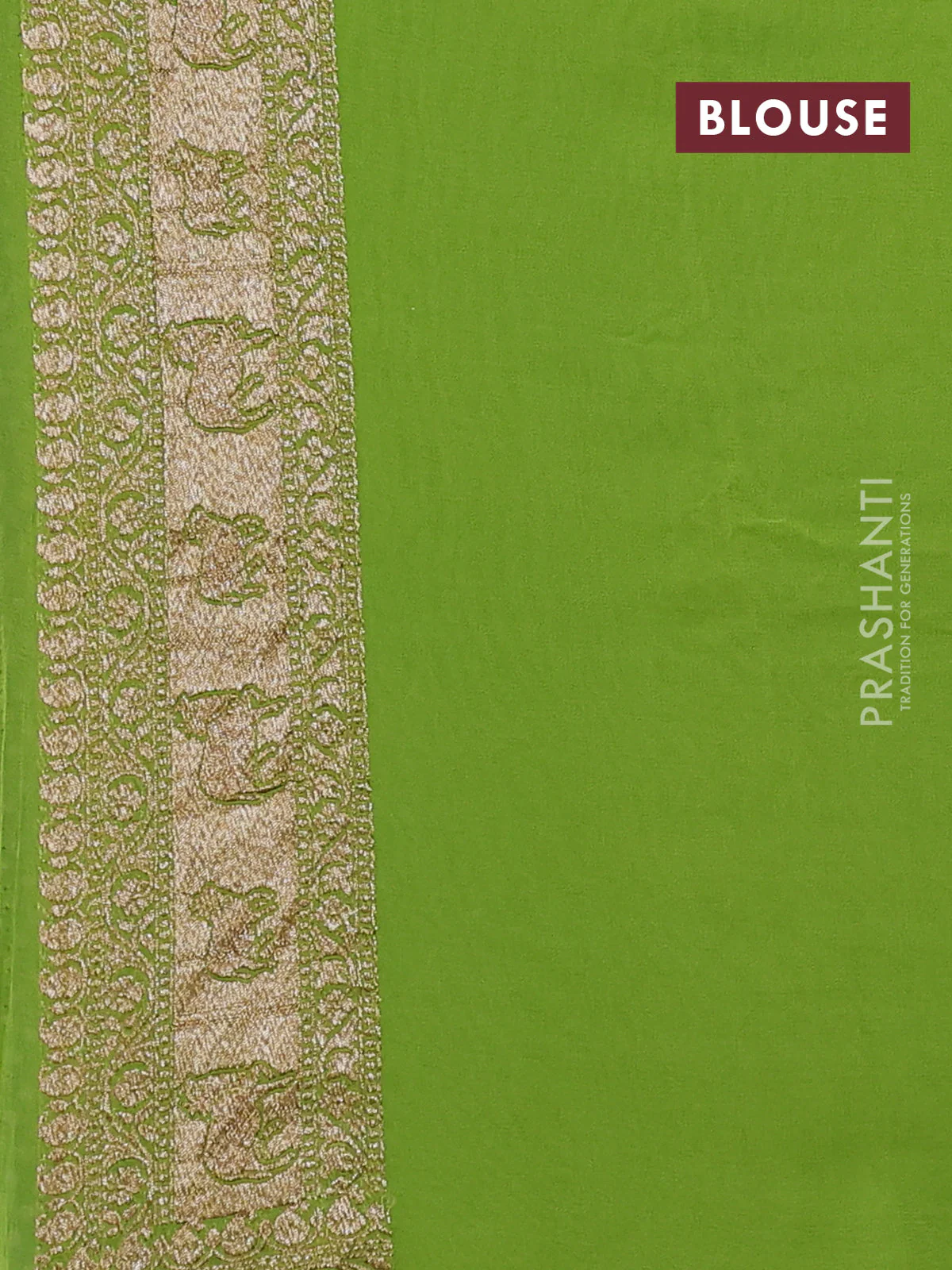 Banarasi georgette saree lime green and green with allover thread & zari woven buttas and woven border - Image 4