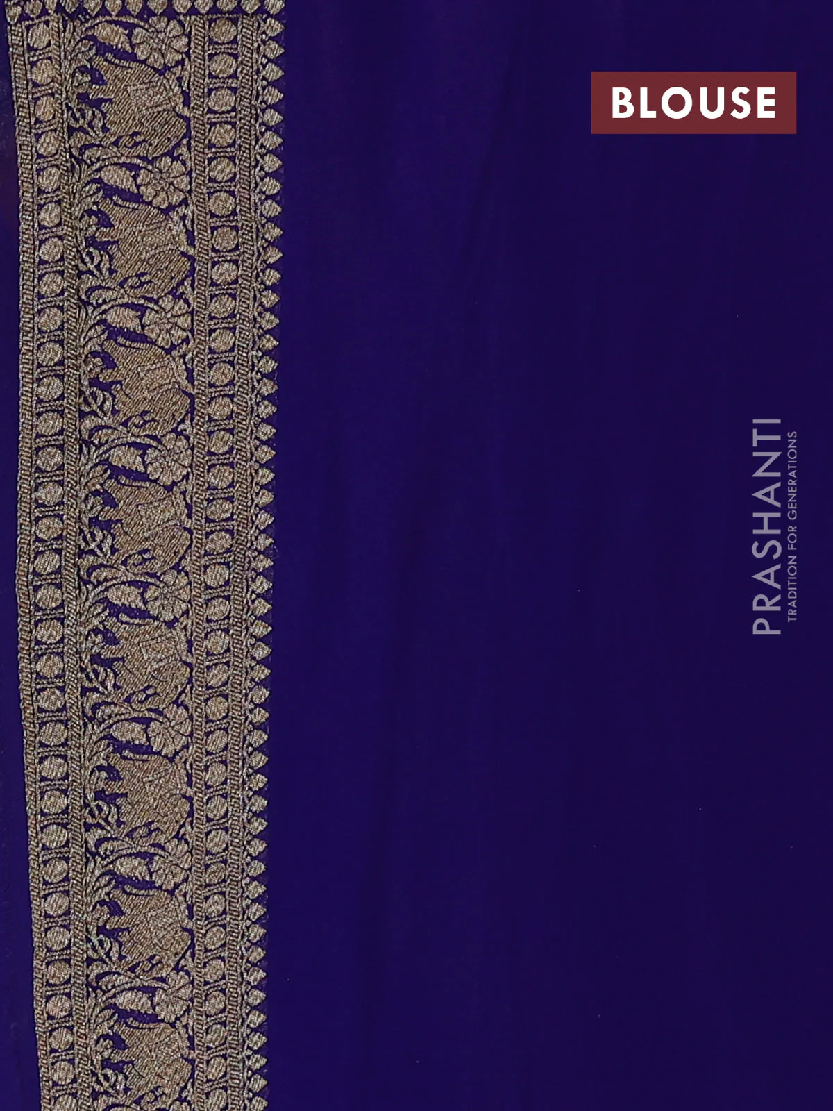 Banarasi georgette saree mango yellow and green blue with allover thread & zari woven buttas and long woven border - Image 4
