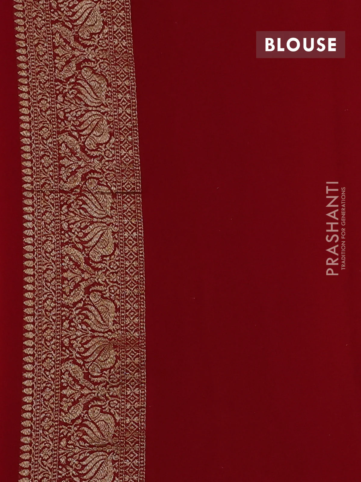 Banarasi georgette saree mango yellow and kumkum red with allover thread & zari woven buttas and woven border - Image 4
