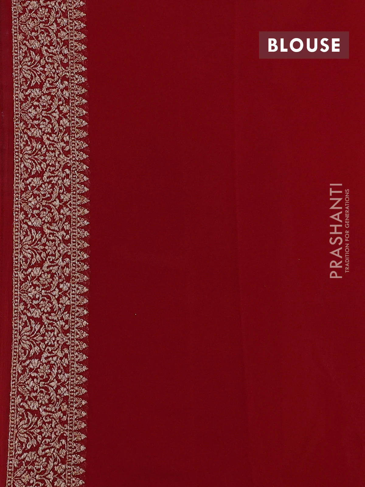 Banarasi georgette saree mango yellow and red with allover thread & zari woven leheriya pattern and woven border - Image 4