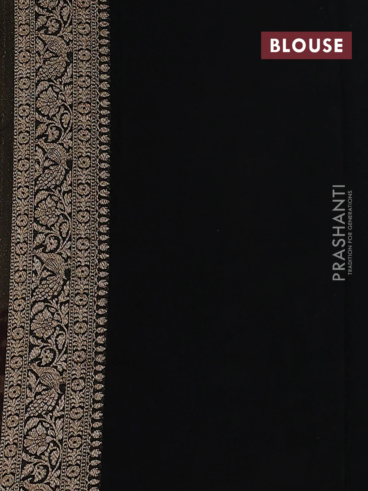Banarasi georgette saree maroon and black with allover thread & zari weaves and woven border - Image 3