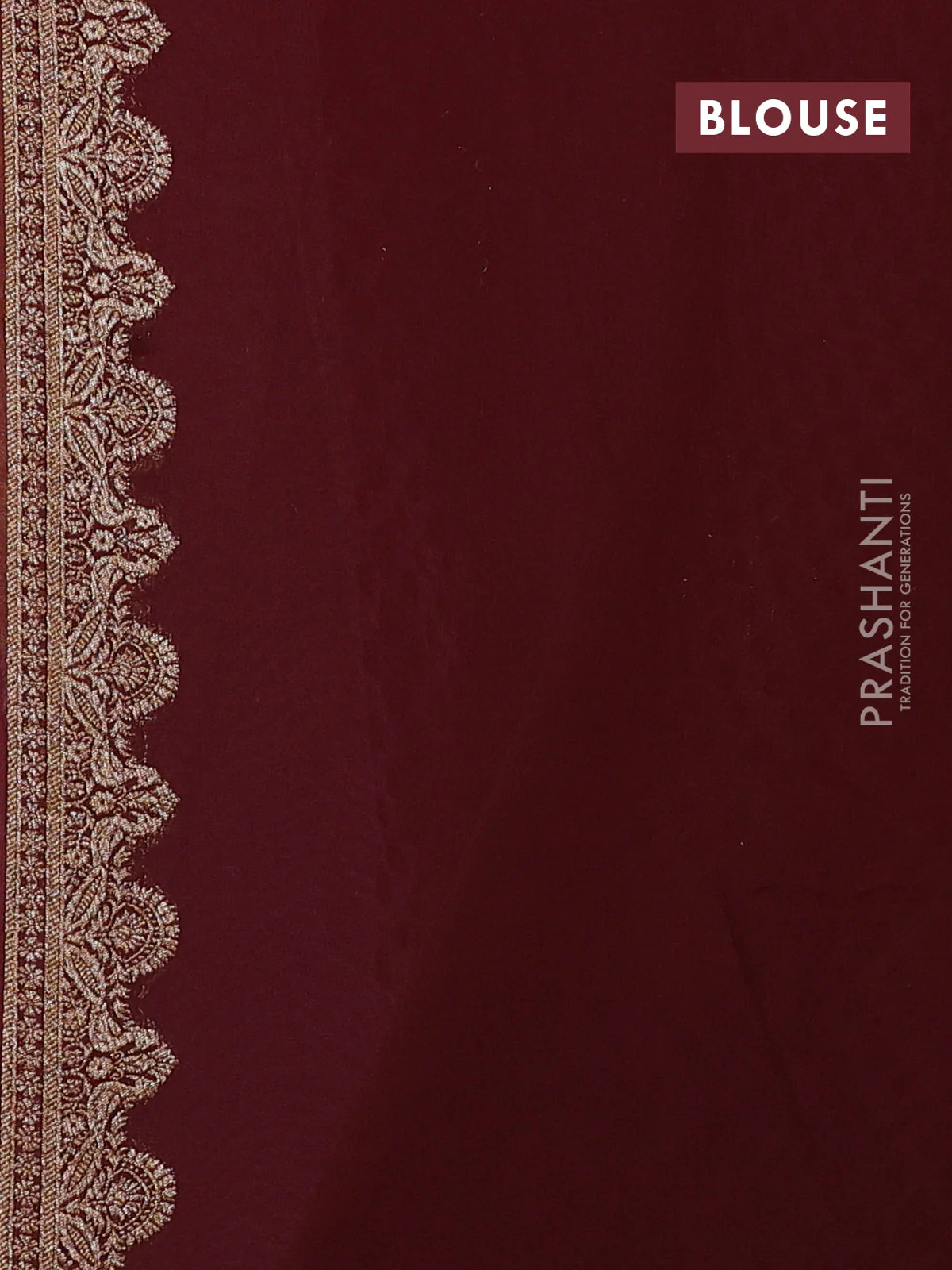 Banarasi georgette saree mild lavender and deep maroon with allover thread & zari woven buttas and woven border - Image 4