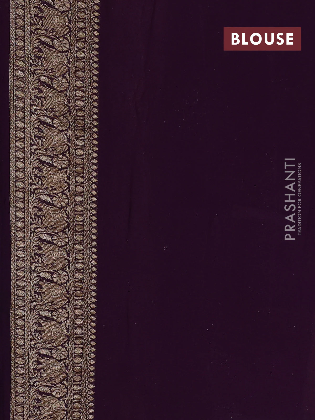 Banarasi georgette saree mustard yellow and maroon purple with allover thread & zari woven buttas and long woven border - Image 4