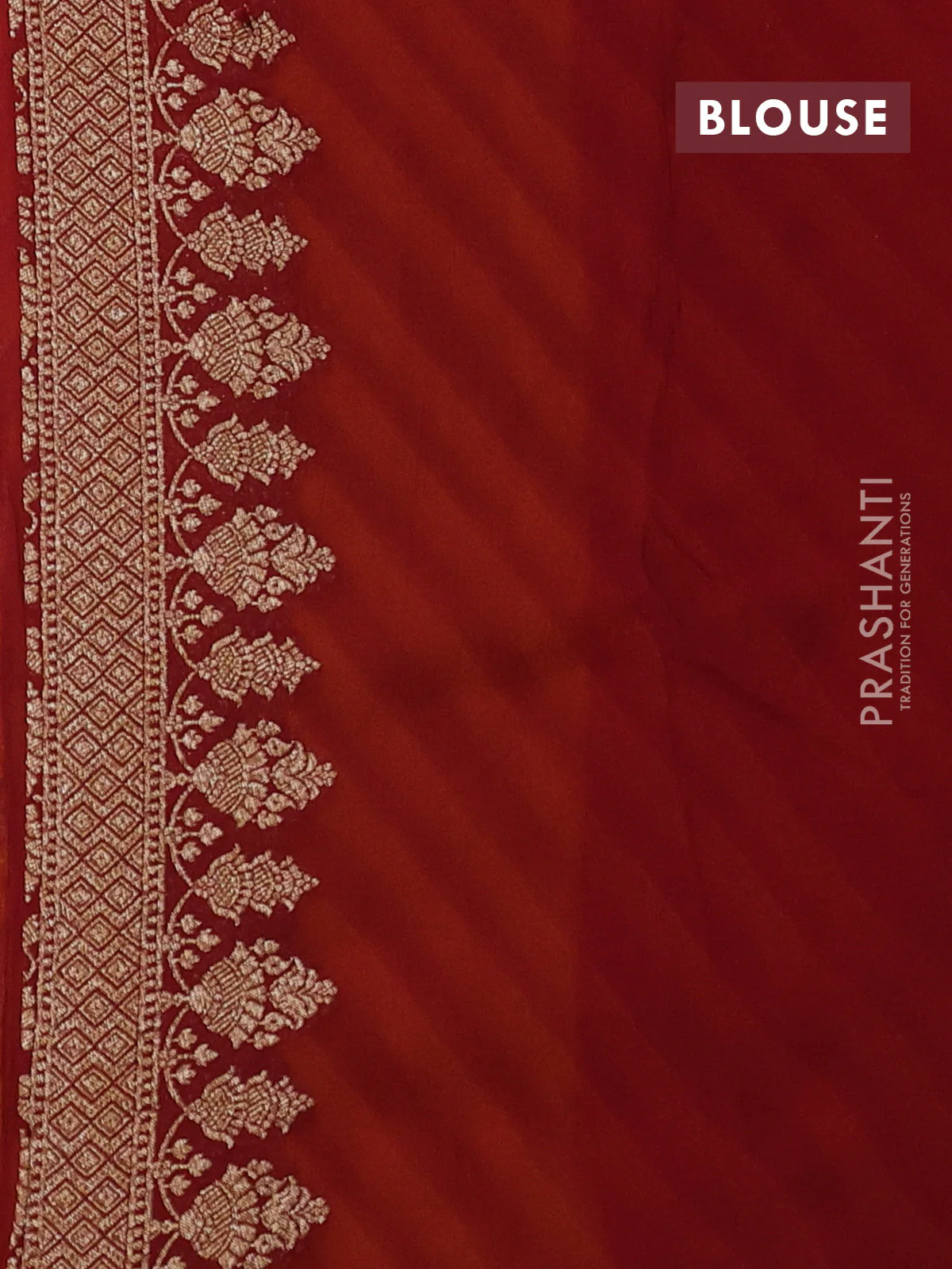 Banarasi georgette saree mustard yellow and maroon with allover thread & zari woven leheriya pattern and woven border - Image 4