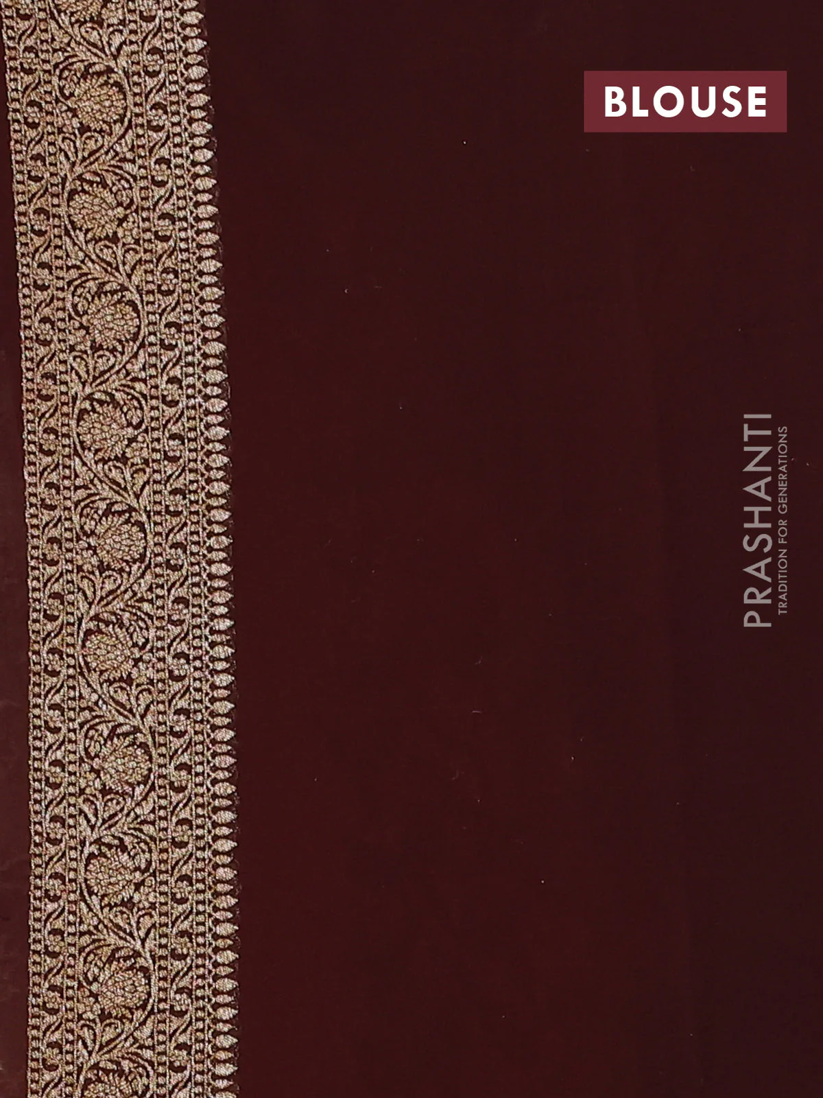 Banarasi georgette saree orange and brown with allover thread & zari weaves and woven border - Image 4