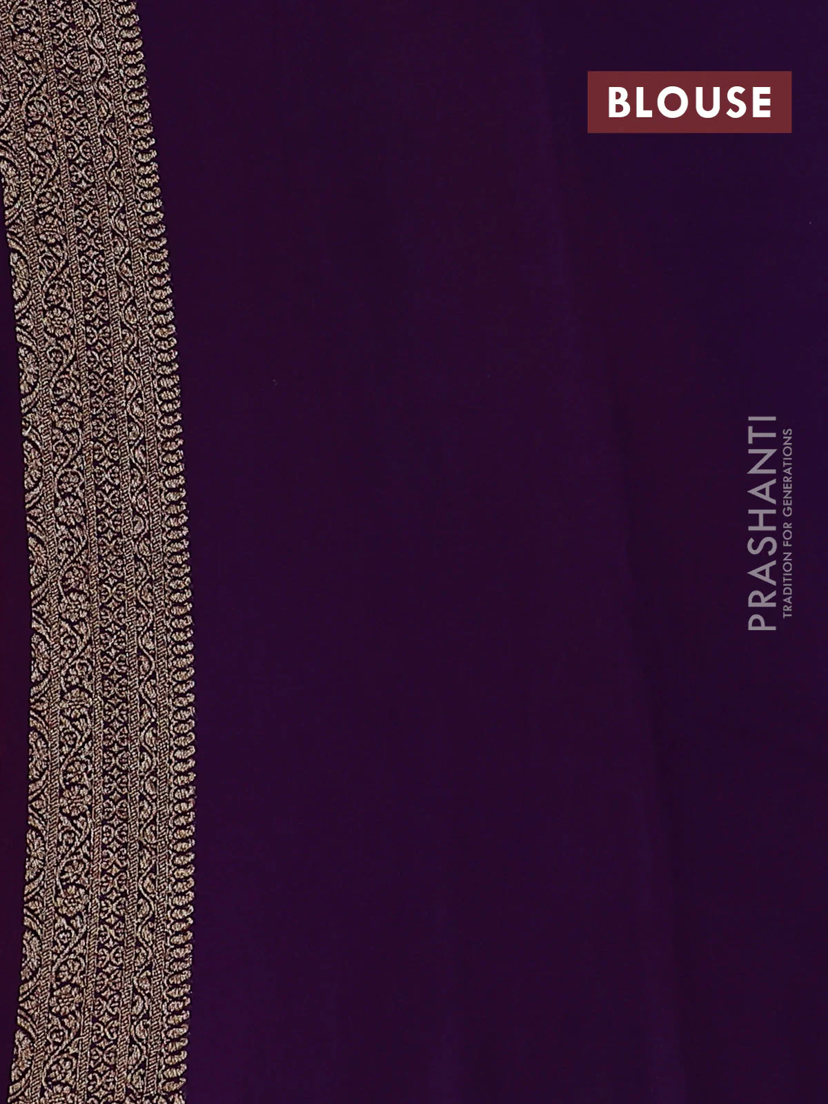 Banarasi georgette saree orange and pink violet with allover woven buttas and woven border - Image 3