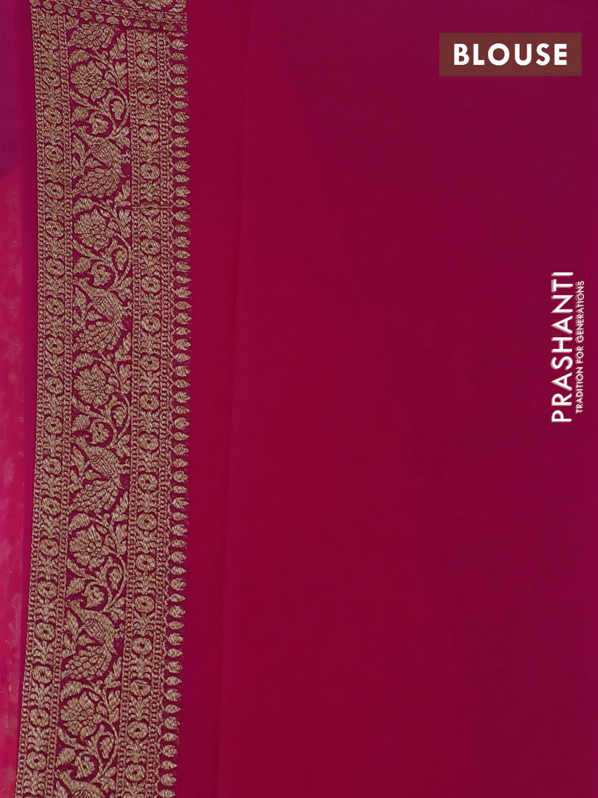 Banarasi georgette saree orange and pink with allover thread & zari pichwai weaves and woven border - Image 3