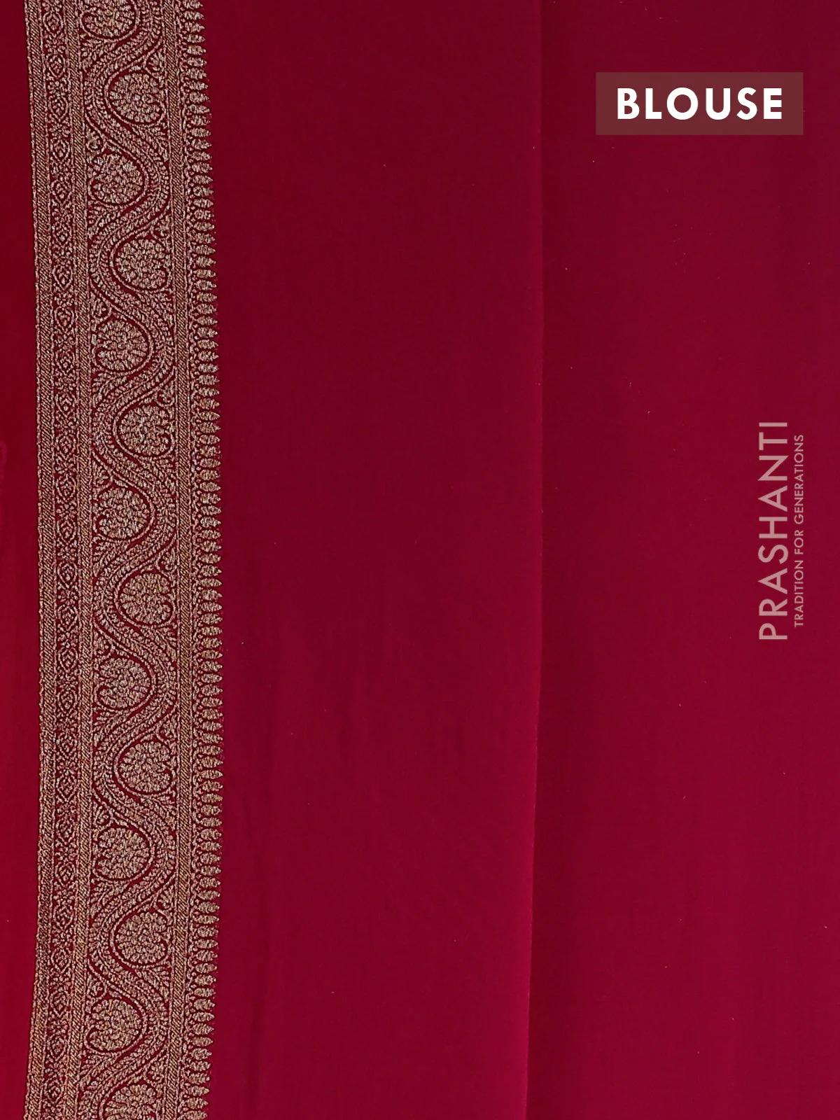 Banarasi georgette saree orange and pink with allover woven buttas and woven border - Image 3