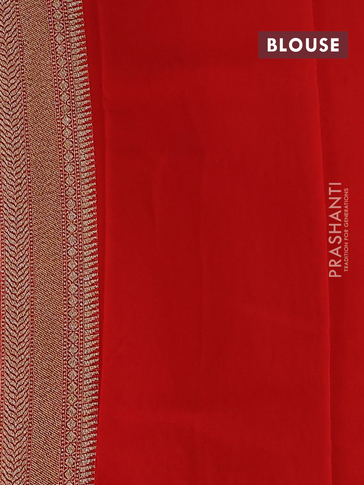 Banarasi georgette saree orange with allover geometric weaves and woven border - Image 3