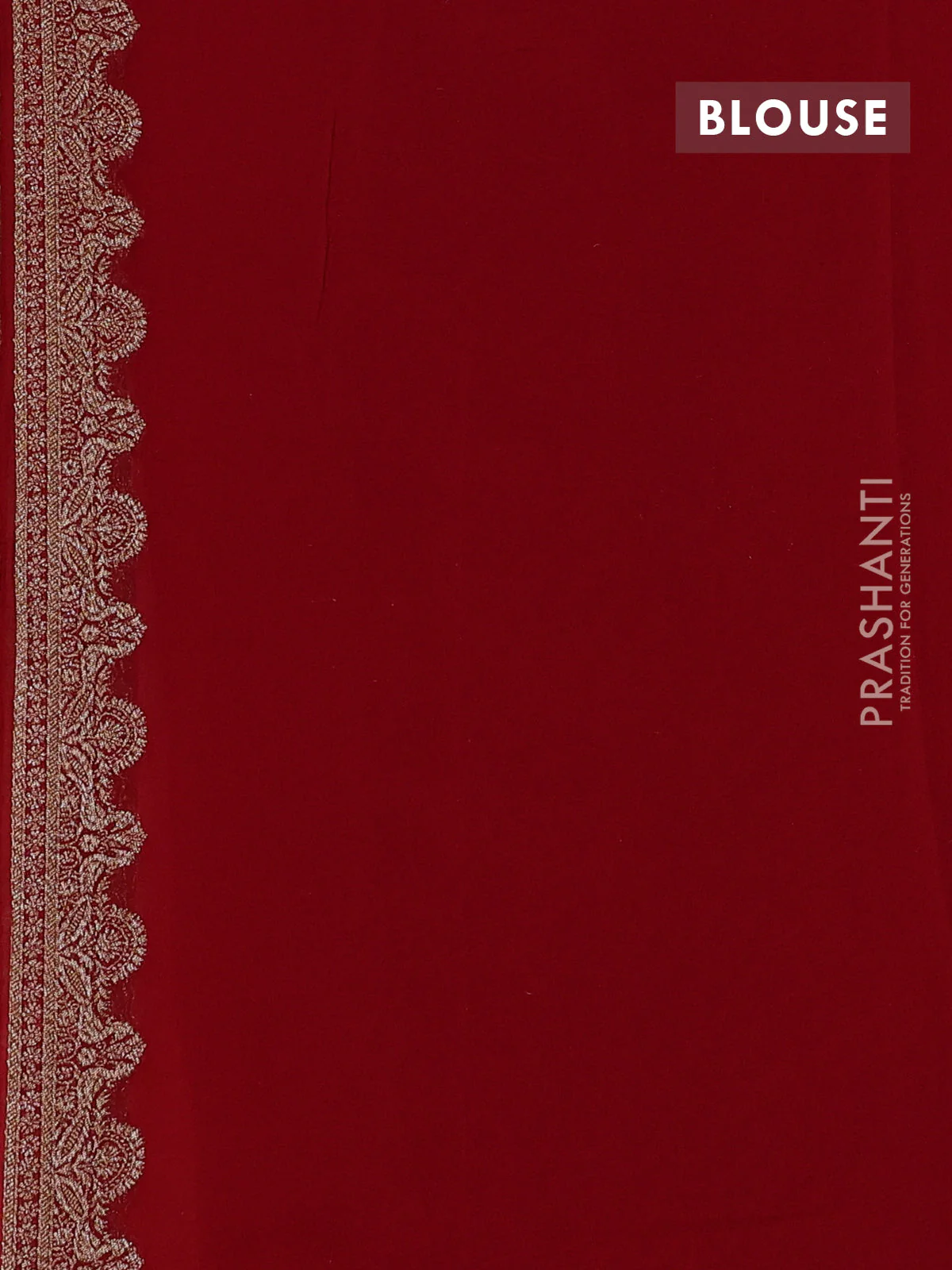 Banarasi georgette saree peach shade and red with allover thread & zari woven buttas and woven border - Image 4
