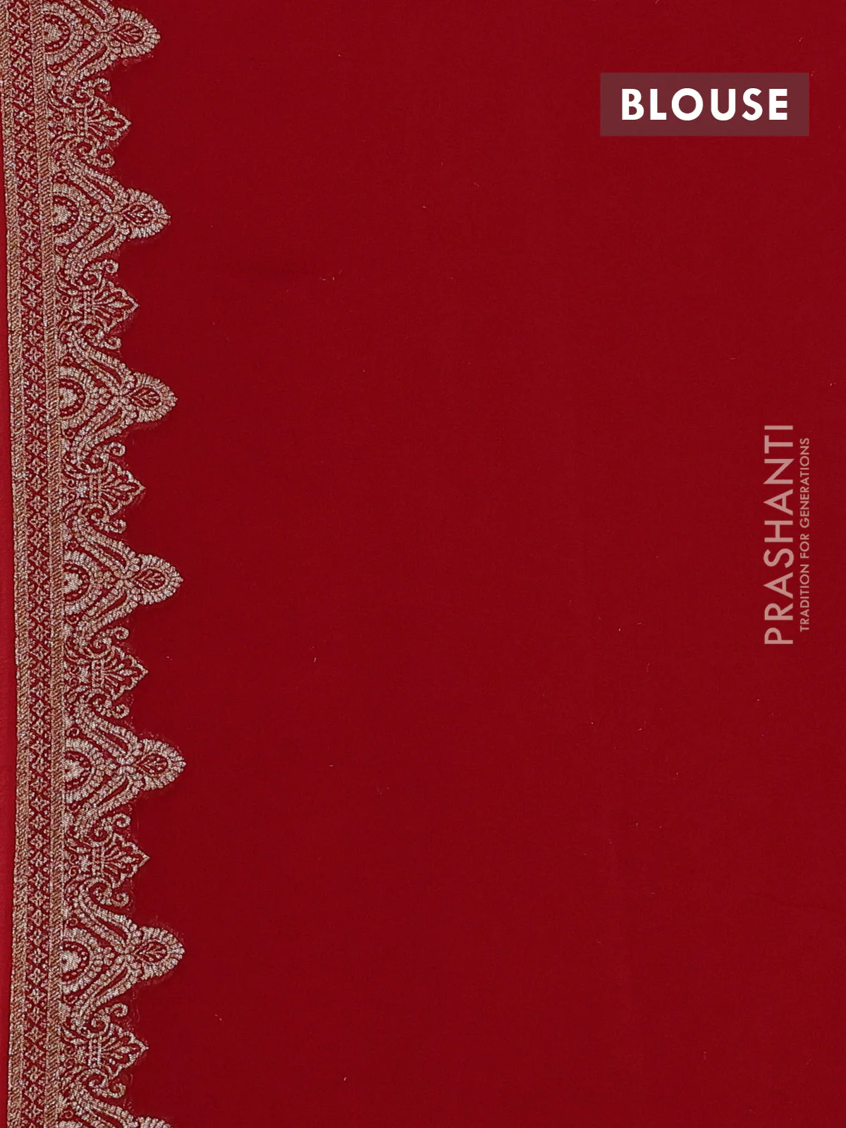 Banarasi georgette saree peach shade and red with allover thread & zari woven buttas and woven border - Image 4