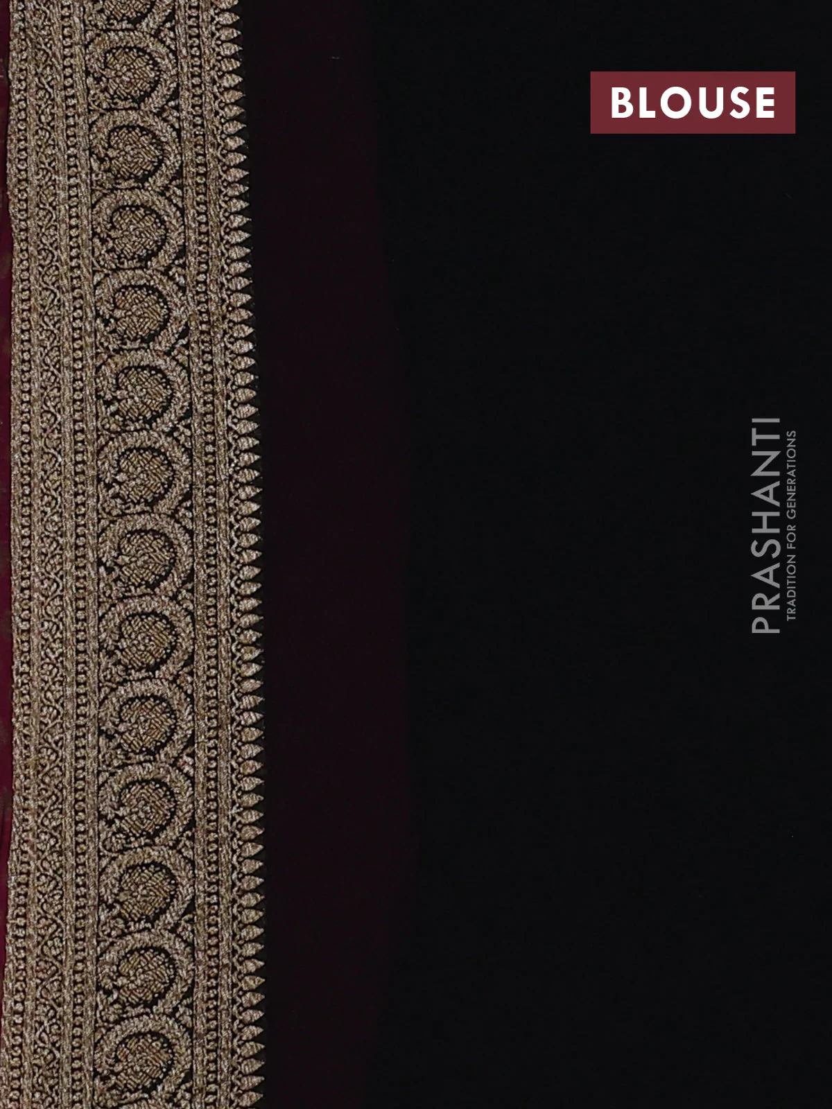 Banarasi georgette saree pink and black with allover thread & zari woven buttas and woven border - Image 4