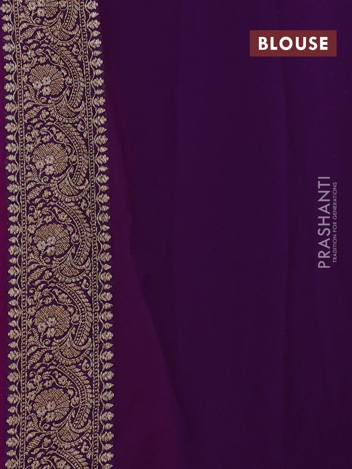 Banarasi georgette saree pink and purple with allover thread & zari weaves and woven border - Image 4