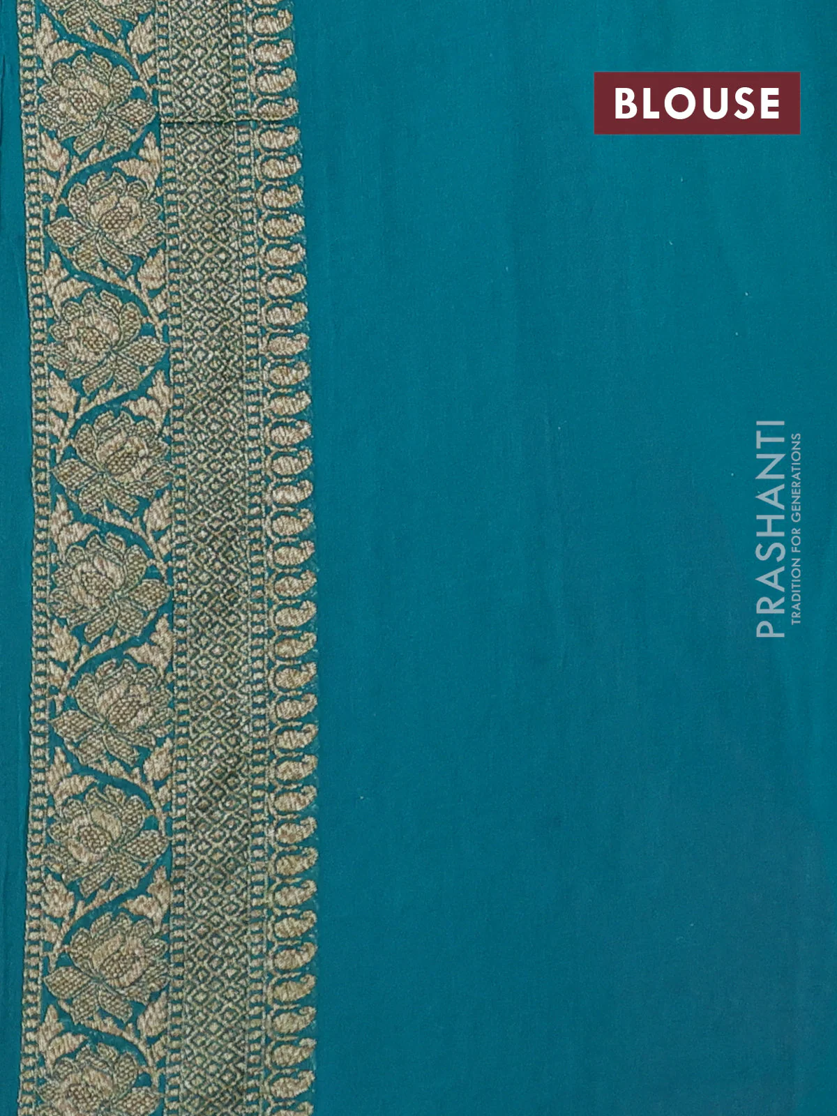 Banarasi georgette saree pink and teal green with allover thread & zari woven buttas and long woven border - Image 4