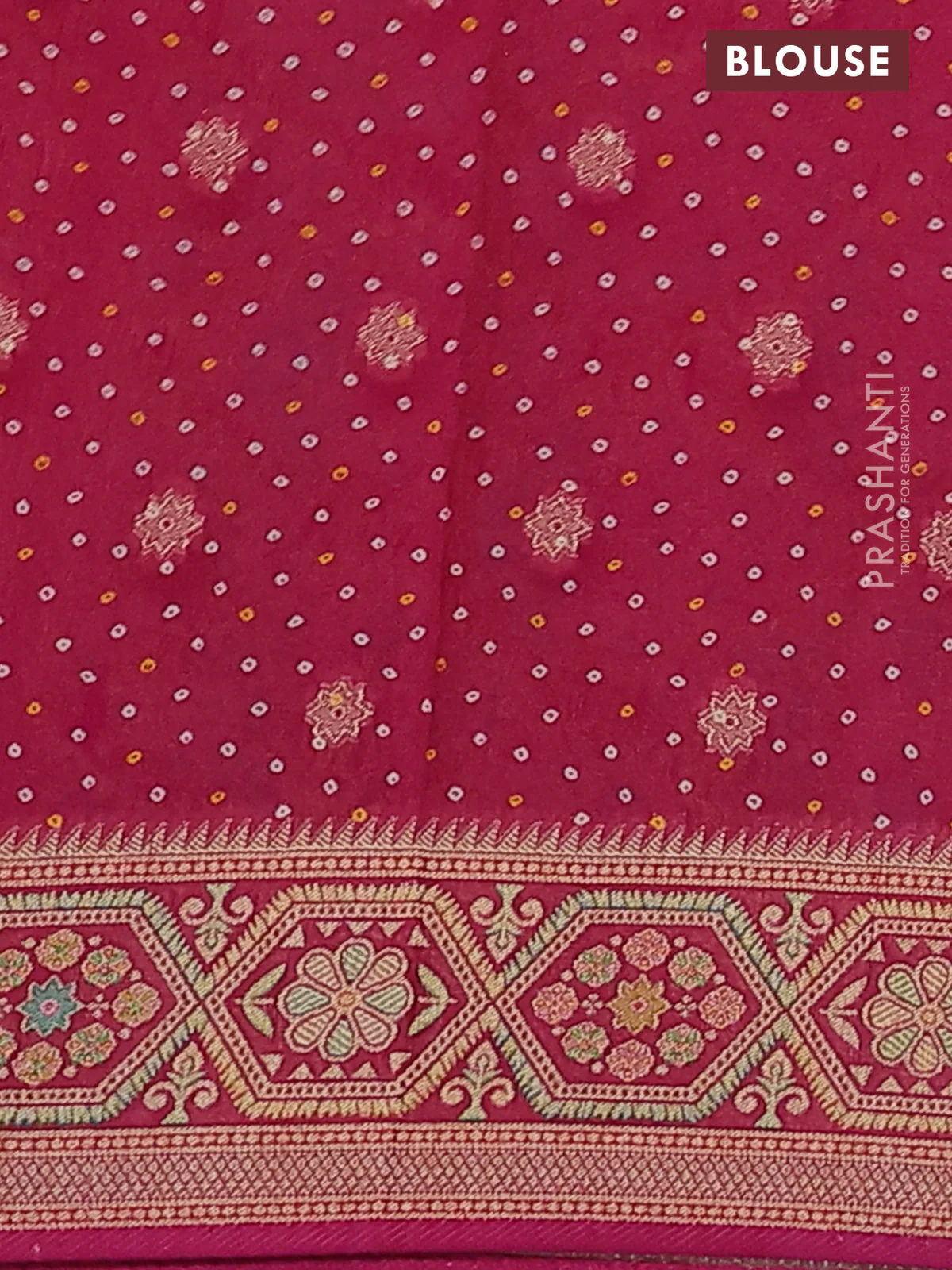 Banarasi georgette saree pink with bandhani prints & mina weaves - Image 3