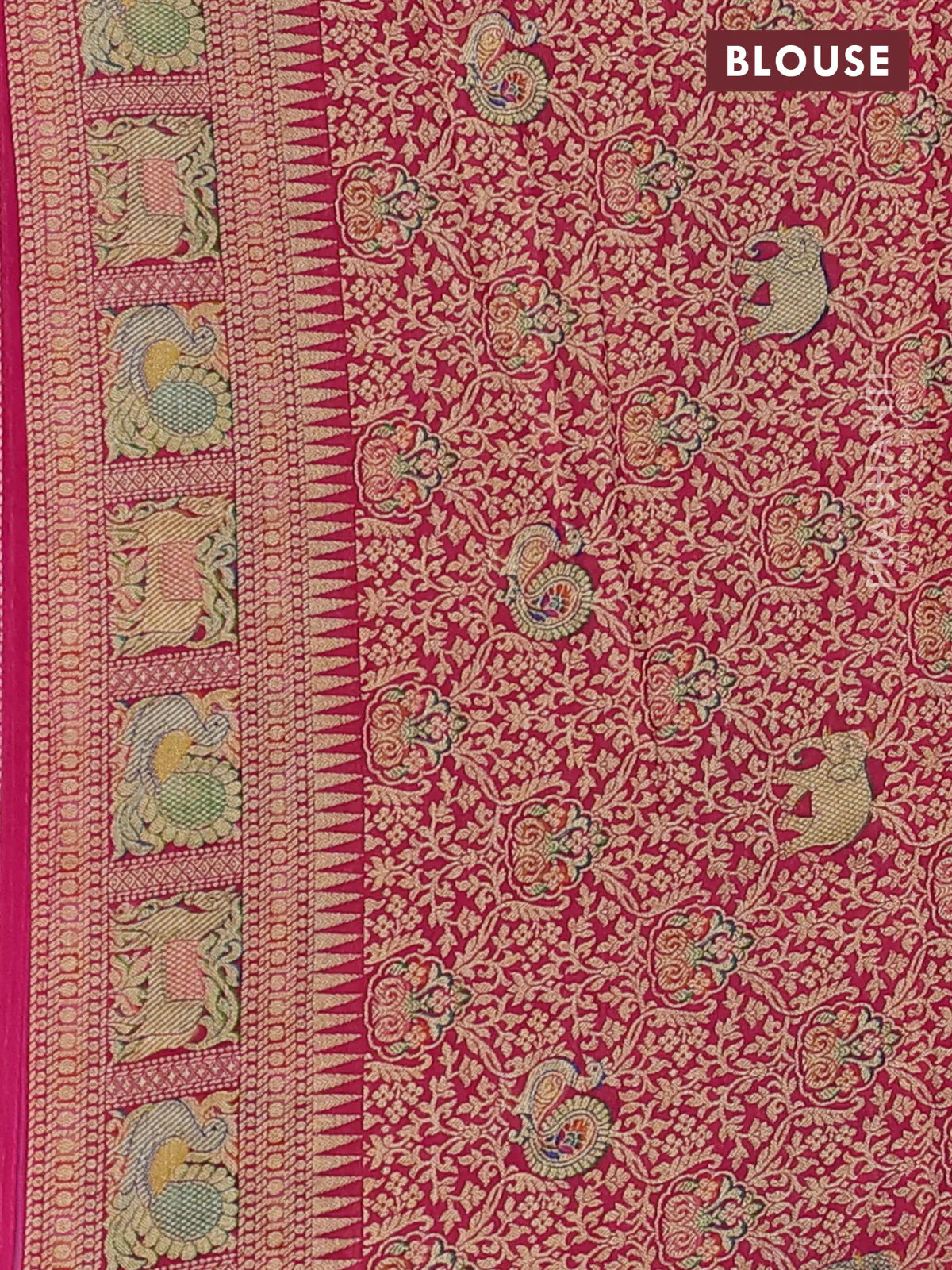 Banarasi georgette saree pink with bandhani prints & mina weaves - Image 3
