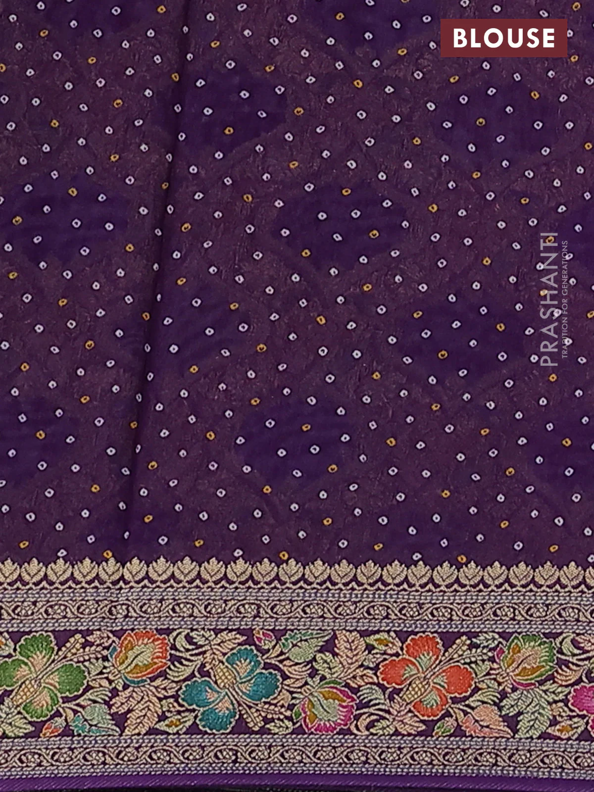 Banarasi georgette saree purple with bandhani prints & mina weaves - Image 3
