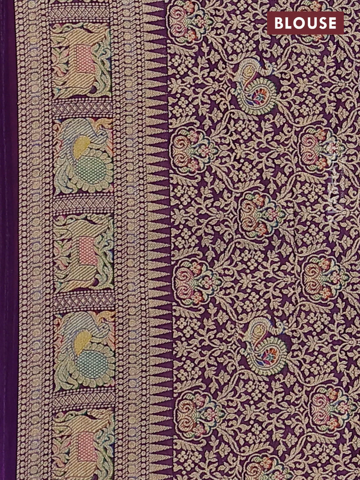 Banarasi georgette saree purple with bandhani prints & mina weaves - Image 3
