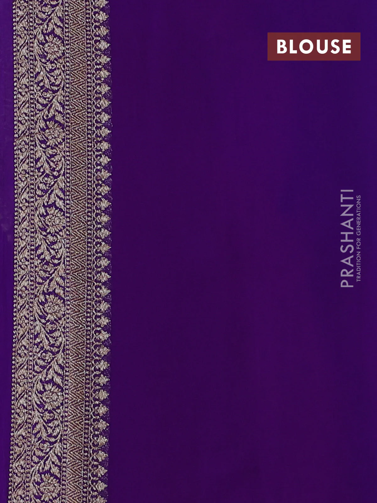 Banarasi georgette saree rani pink and violet with allover thread & zari woven buttas and woven border - Image 4
