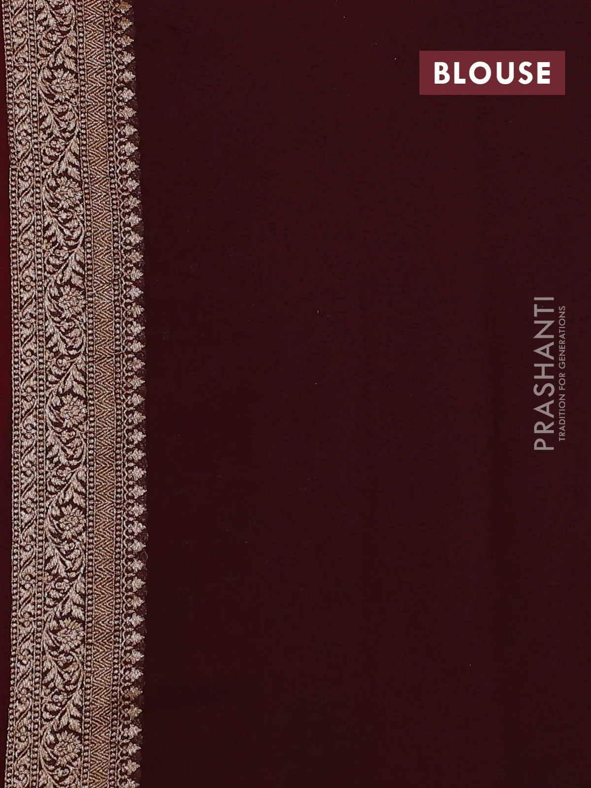 Banarasi georgette saree red and brown with allover thread & zari woven buttas and woven border - Image 4