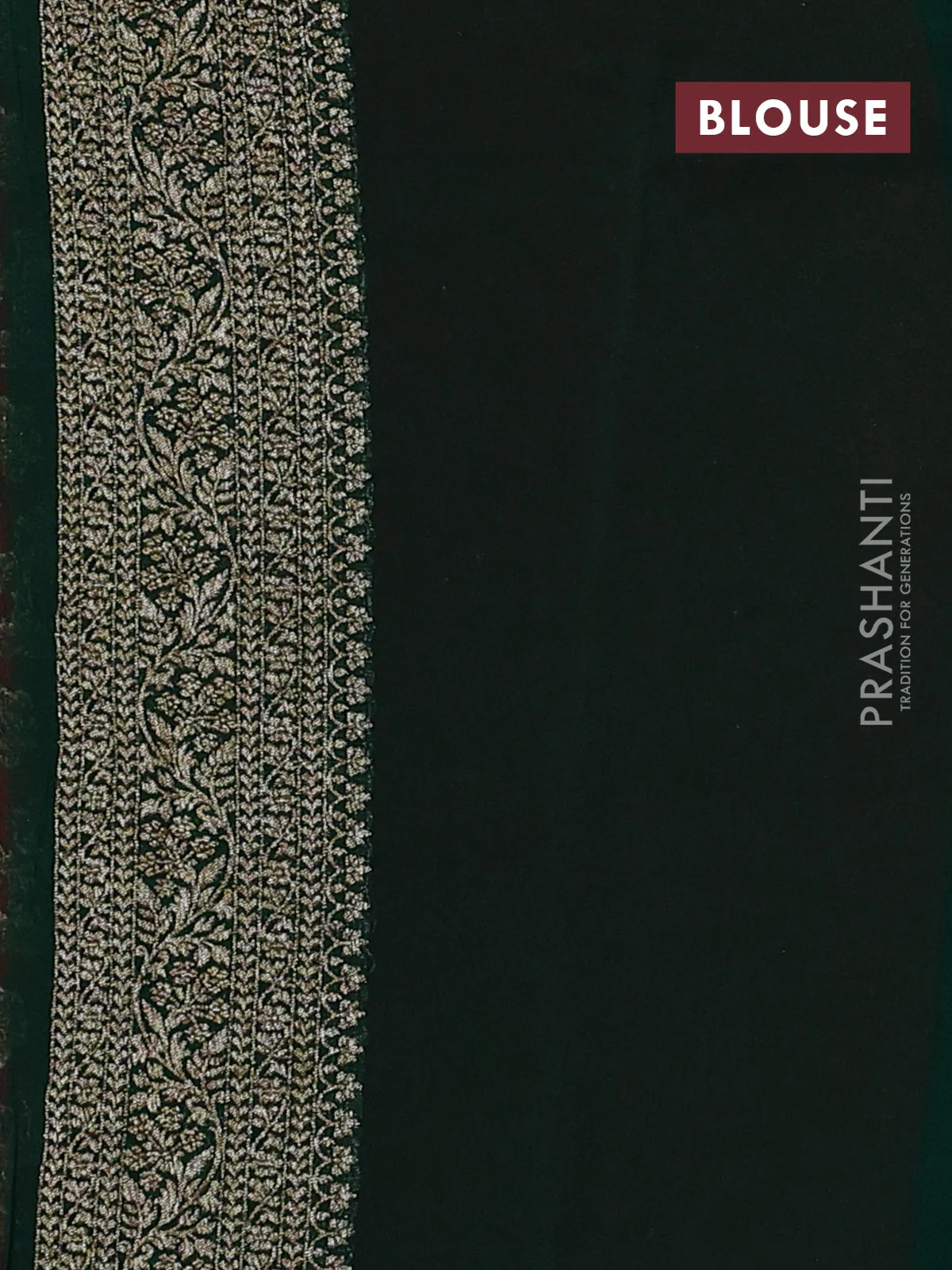 Banarasi georgette saree red and green with allover thread & zari weaves and woven border - Image 4