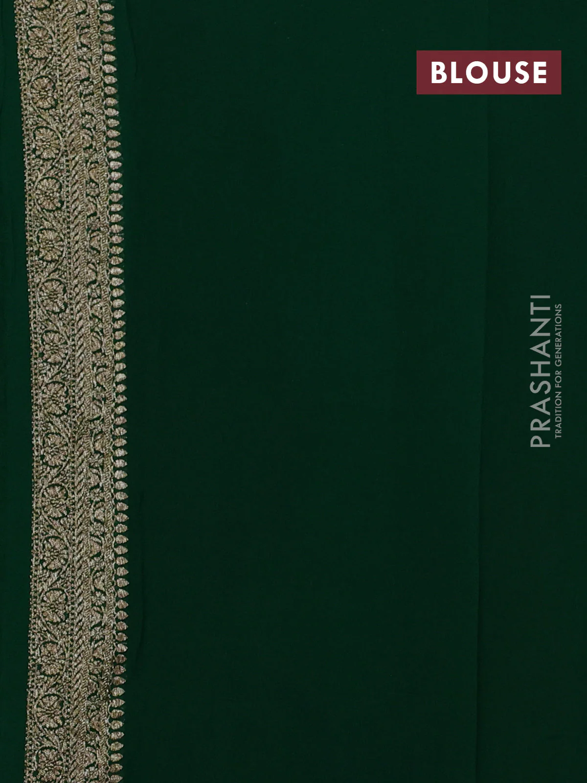 Banarasi georgette saree red and green with allover thread & zari woven buttas and long woven border - Image 4