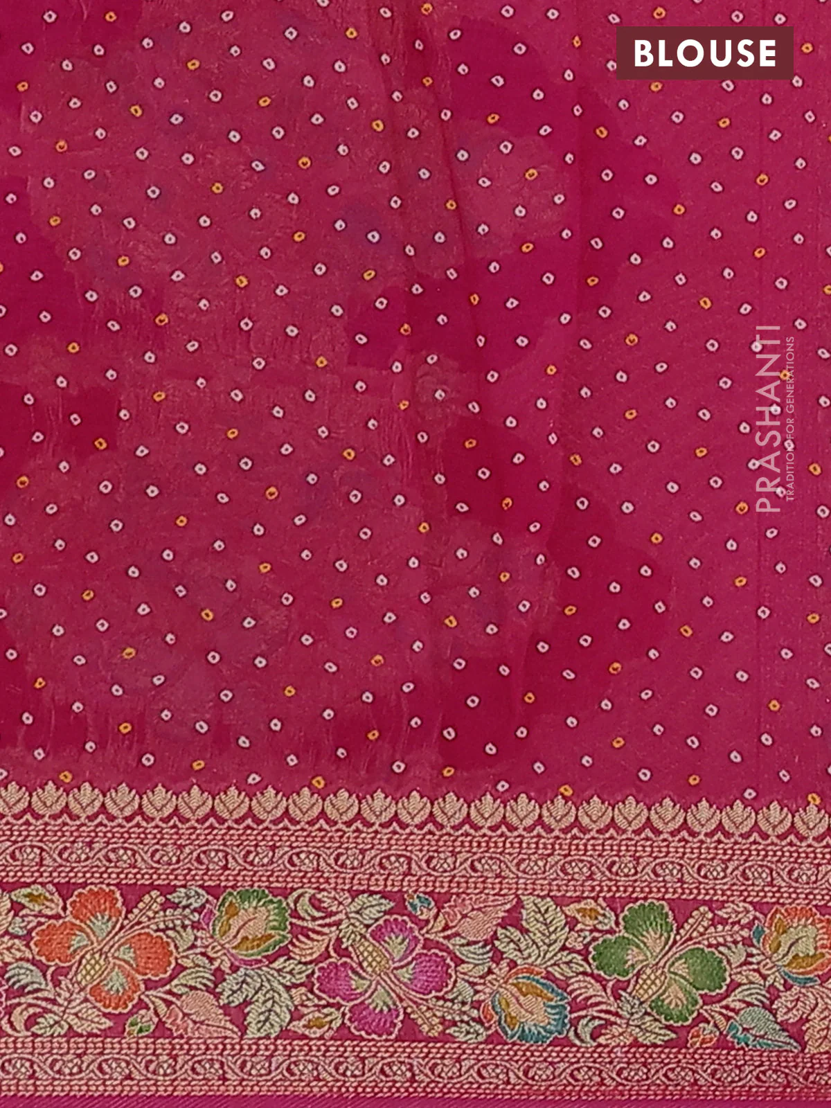 Banarasi georgette saree red and pink with bandhani prints & mina weaves - Image 3