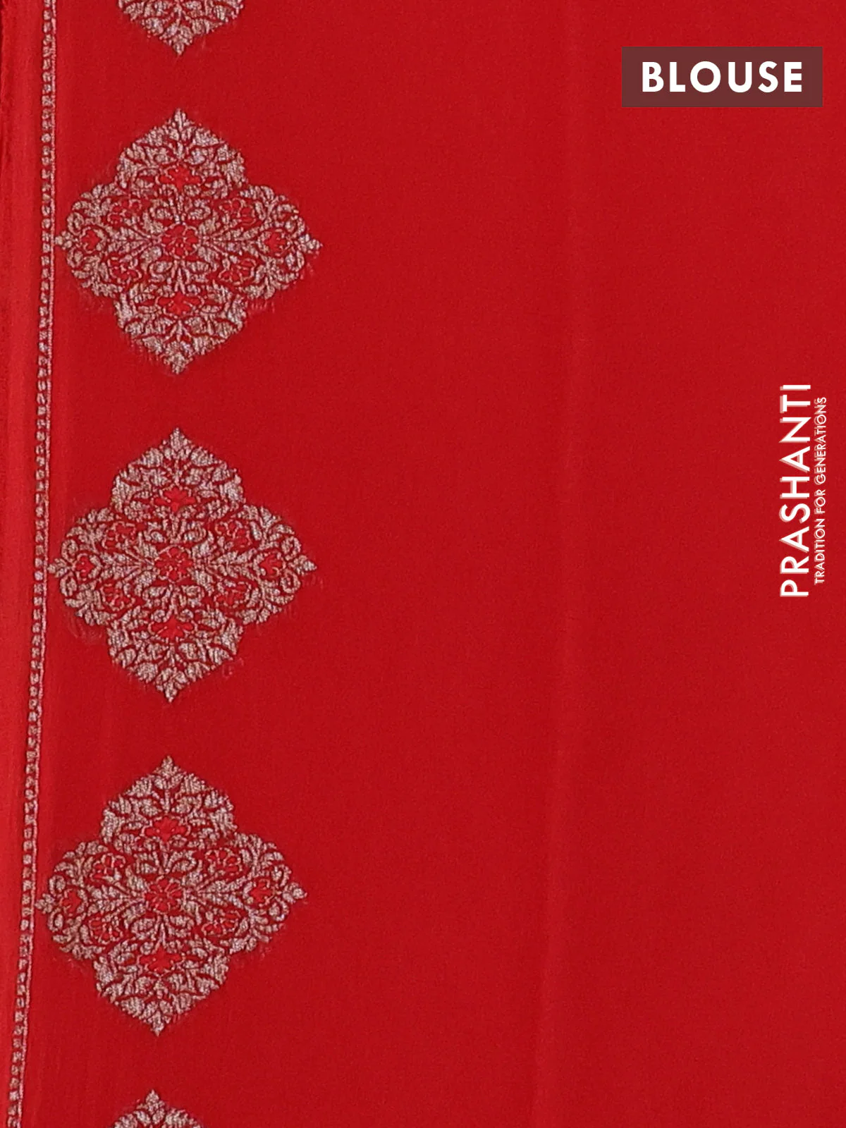 Banarasi georgette saree reddish orange with allover thread & zari weaves and woven butta border - Image 3