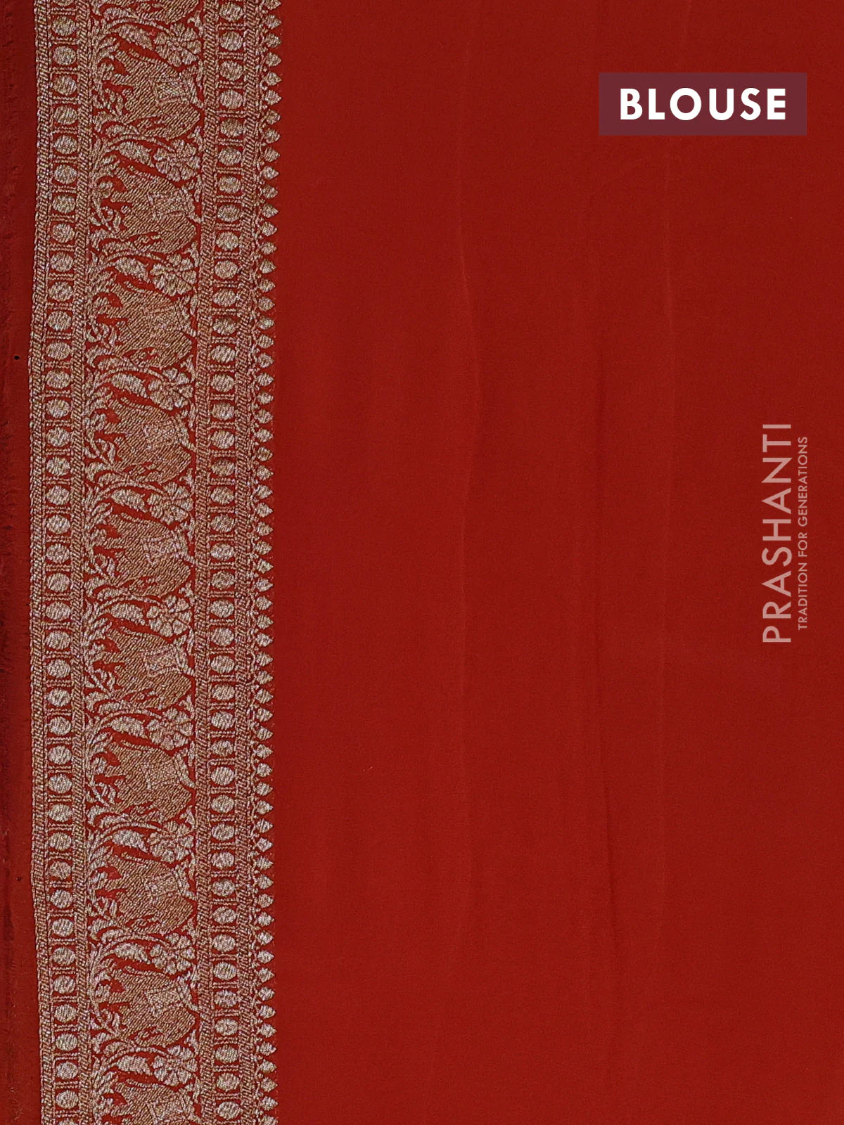 Banarasi georgette saree violet and pink orange with allover thread & zari woven buttas and long woven border - Image 4