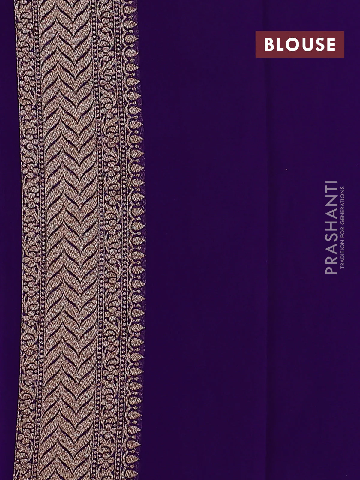 Banarasi georgette saree violet with allover geometric weaves and woven border - Image 3