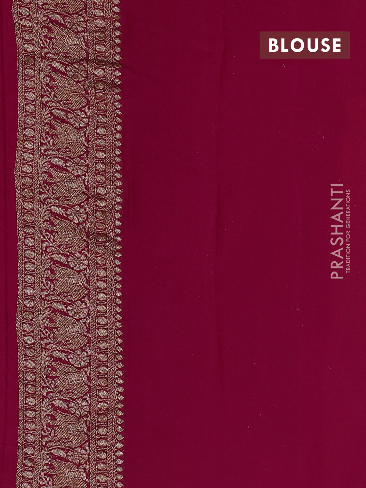 Banarasi georgette saree wine shade and orange pink with allover thread & zari woven buttas and long woven border - Image 4