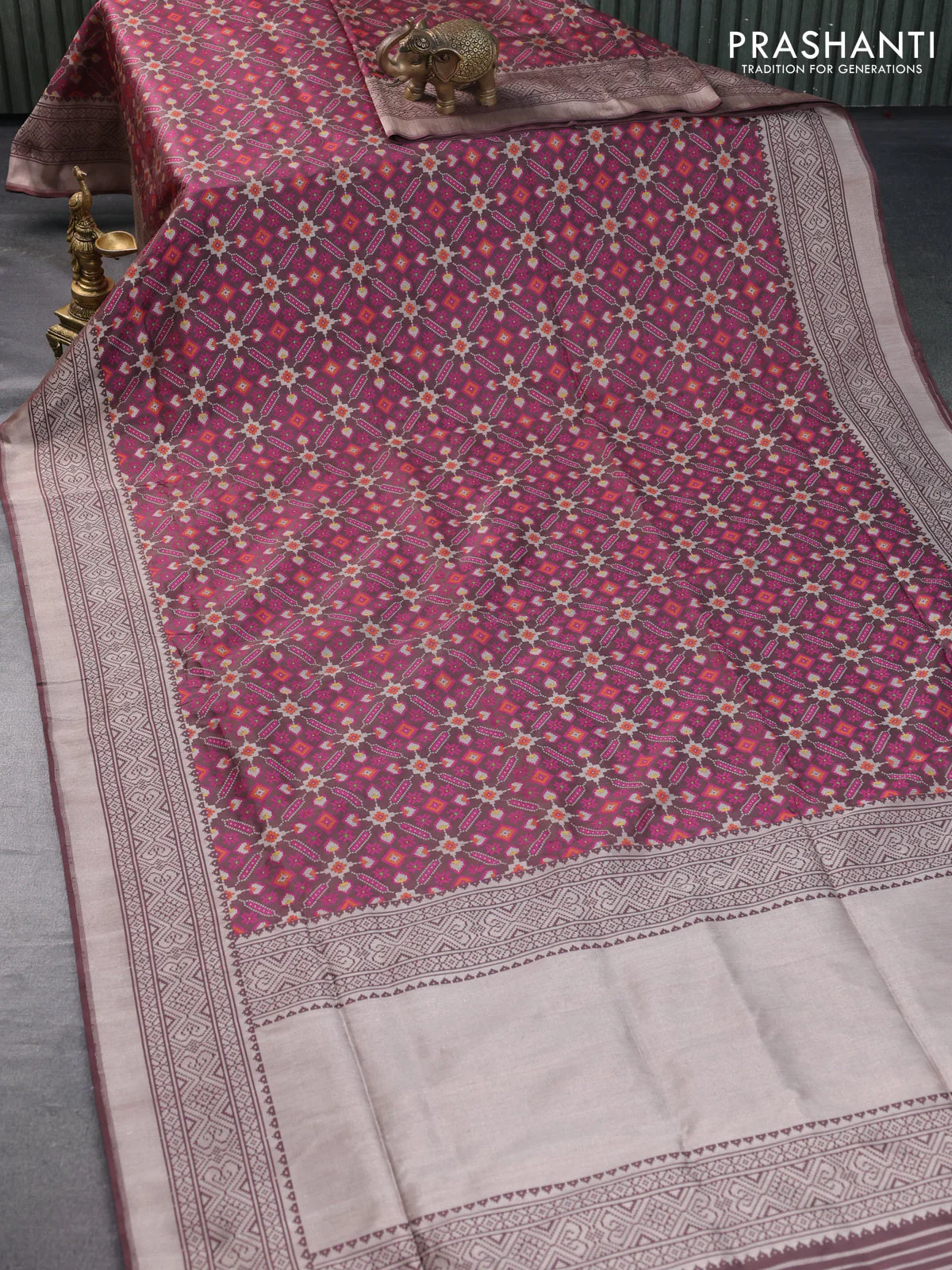 Banarasi handloom dupion silk saree brown shade with allover thread & zari weaves and zari woven border - Image 2