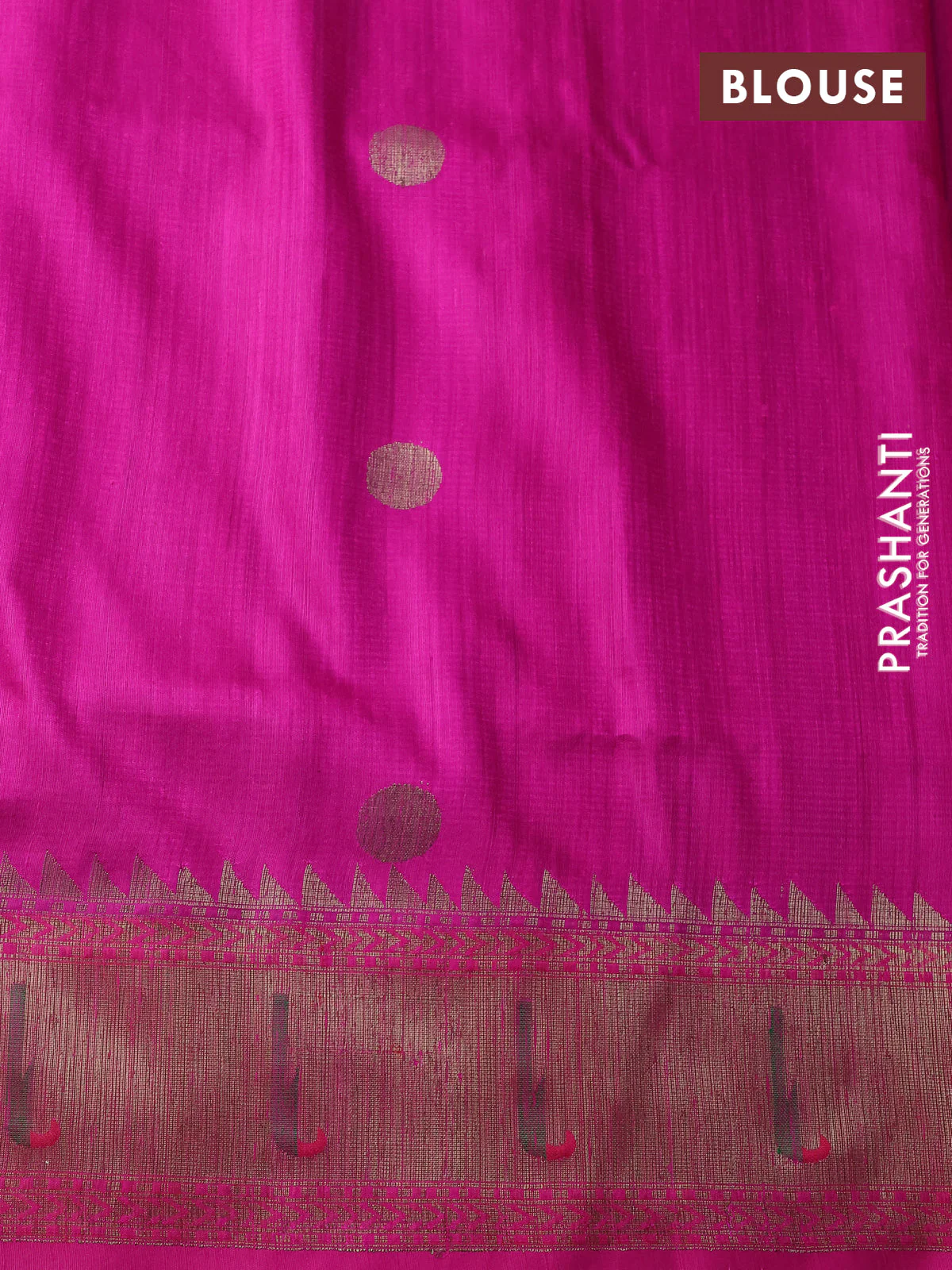 Banarasi handloom dupion silk saree pink with woven coin buttas and zari woven muniya butta border - Image 4