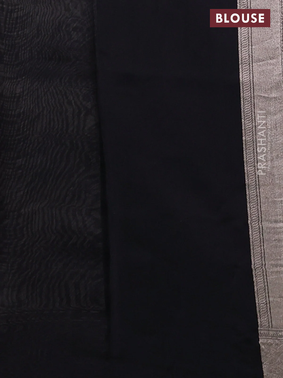 Banarasi katan silk saree black with allover silver zari woven brocade weaves and zari woven butta border - Image 3