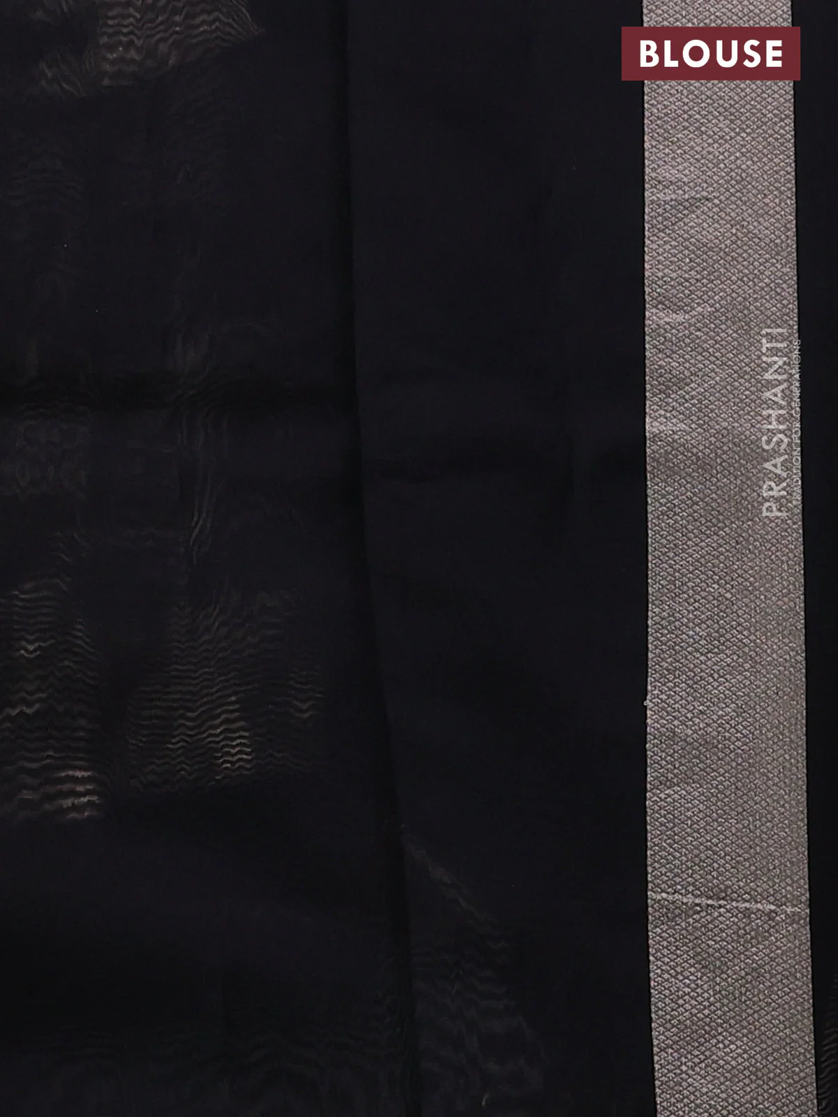 Banarasi katan silk saree black with allover silver zari woven brocade weaves and zari woven butta border - Image 3