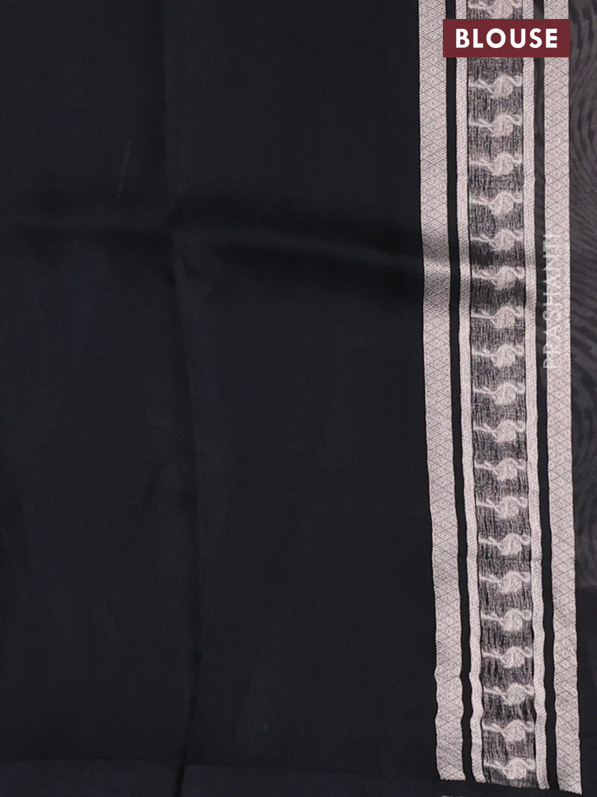 Banarasi katan silk saree black with allover zari woven brocade weaves and zari woven butta border - Image 3