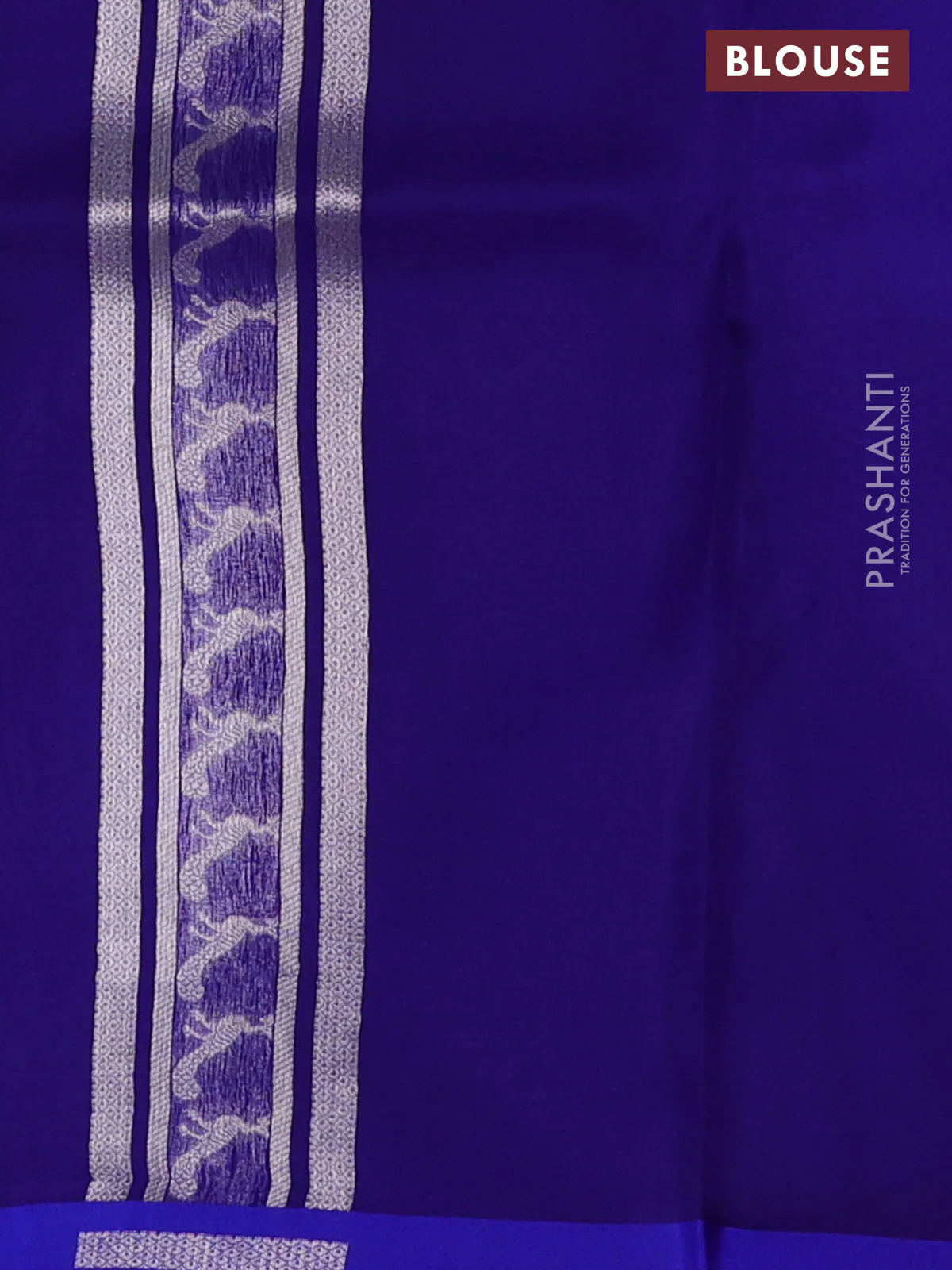 Banarasi katan silk saree blue with allover silver zari woven brocade weaves and zari woven butta border - Image 3