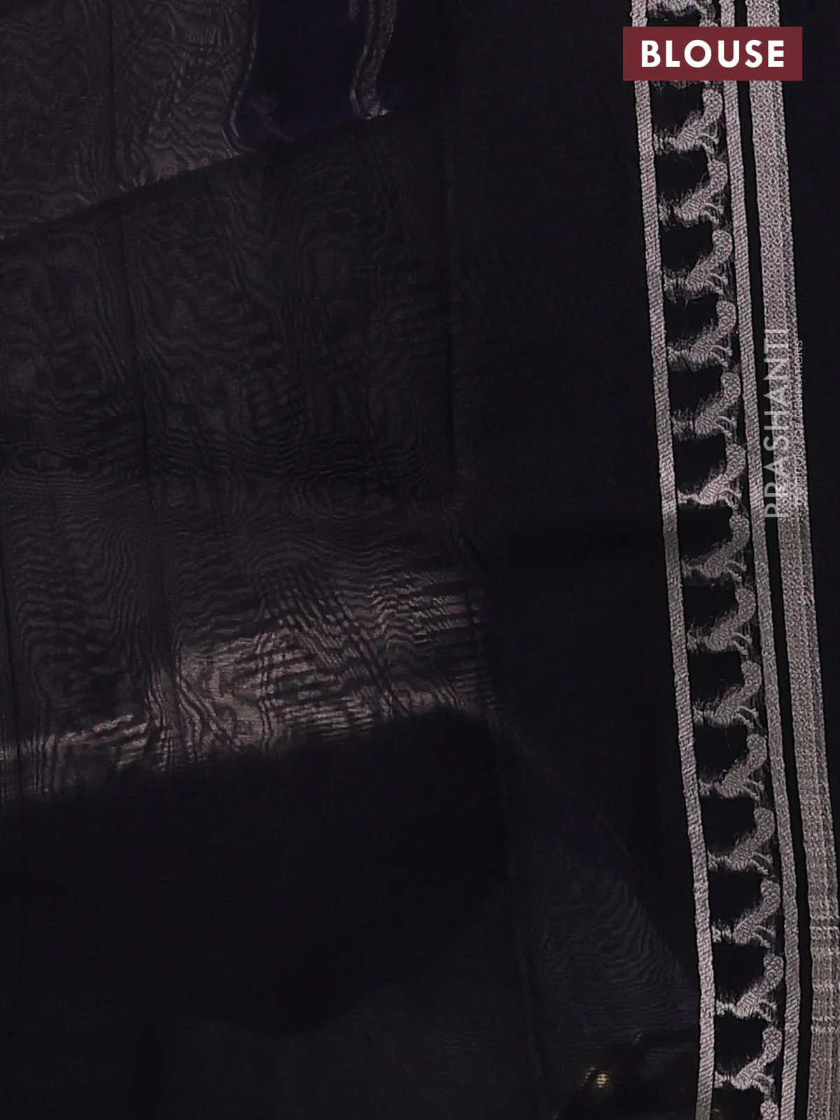 Banarasi katan silk saree blue with allover silver zari woven brocade weaves and zari woven butta border - Image 3