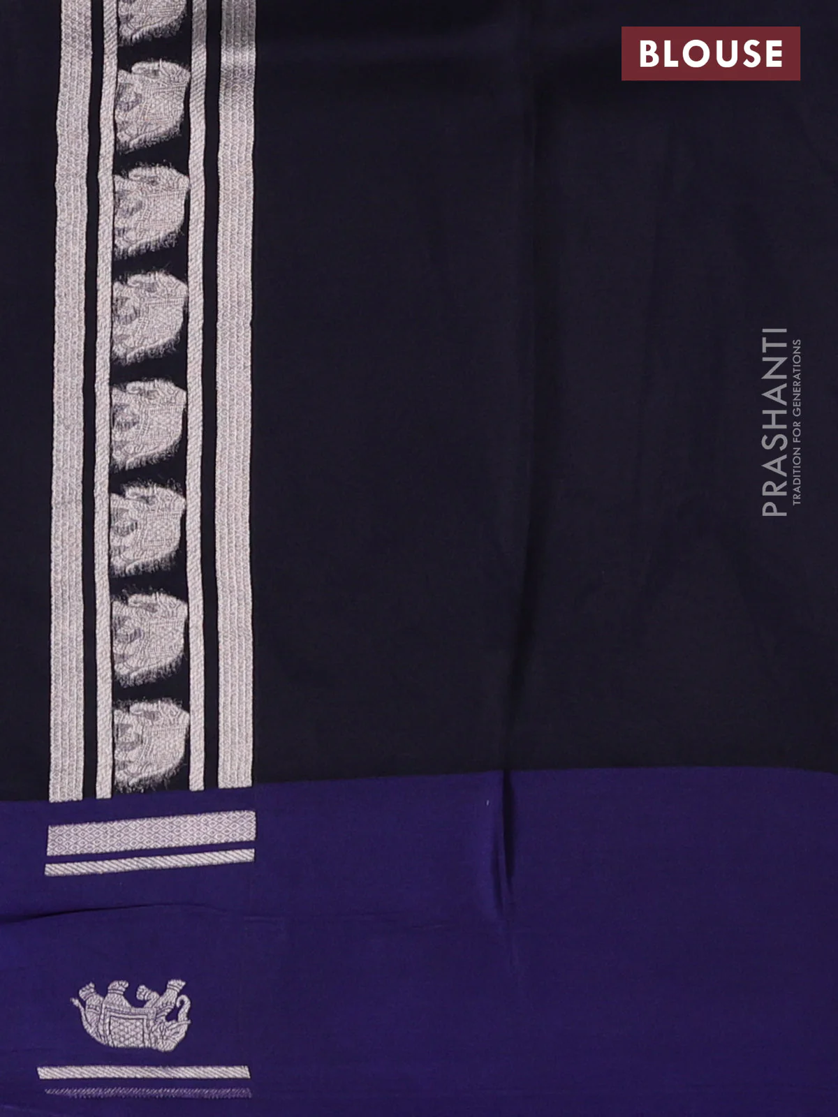 Banarasi katan silk saree blue with allover zari woven brocade weaves and zari woven butta border - Image 3